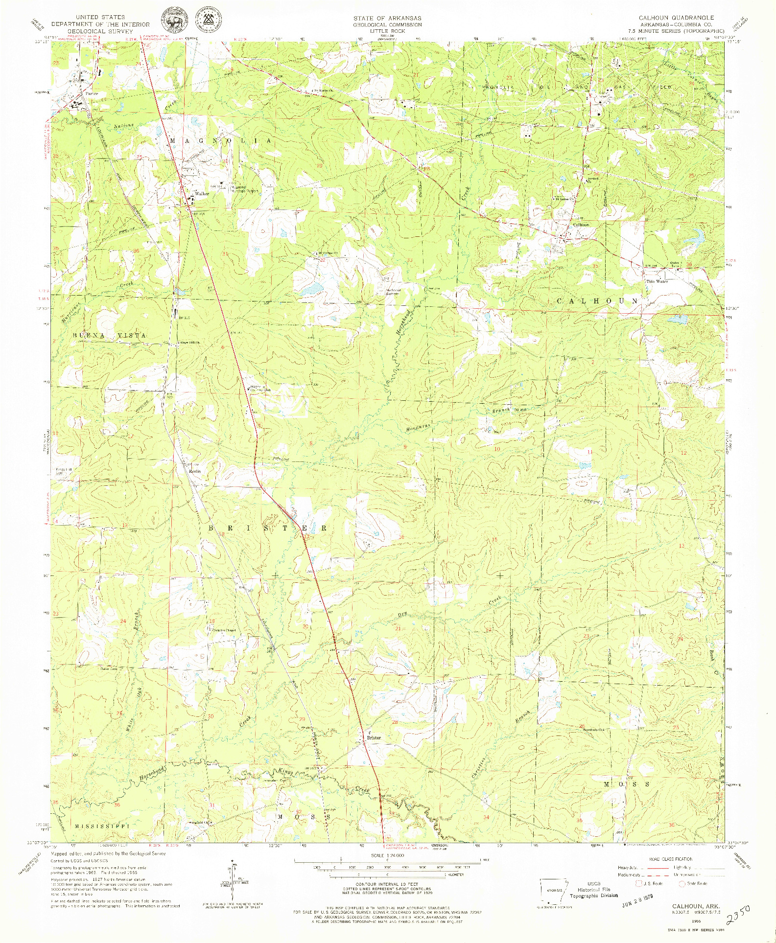 USGS 1:24000-SCALE QUADRANGLE FOR CALHOUN, AR 1966