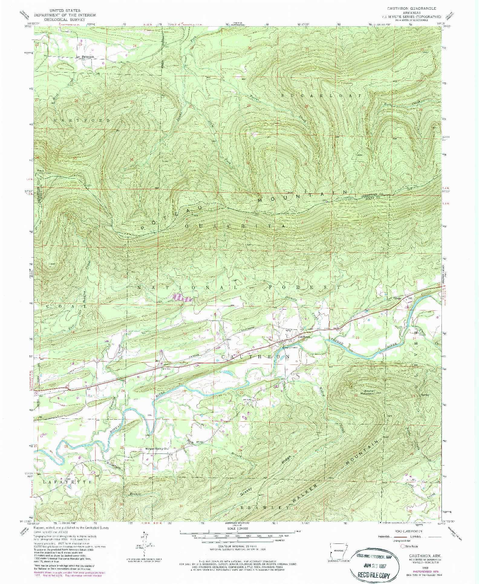 USGS 1:24000-SCALE QUADRANGLE FOR CAUTHRON, AR 1958