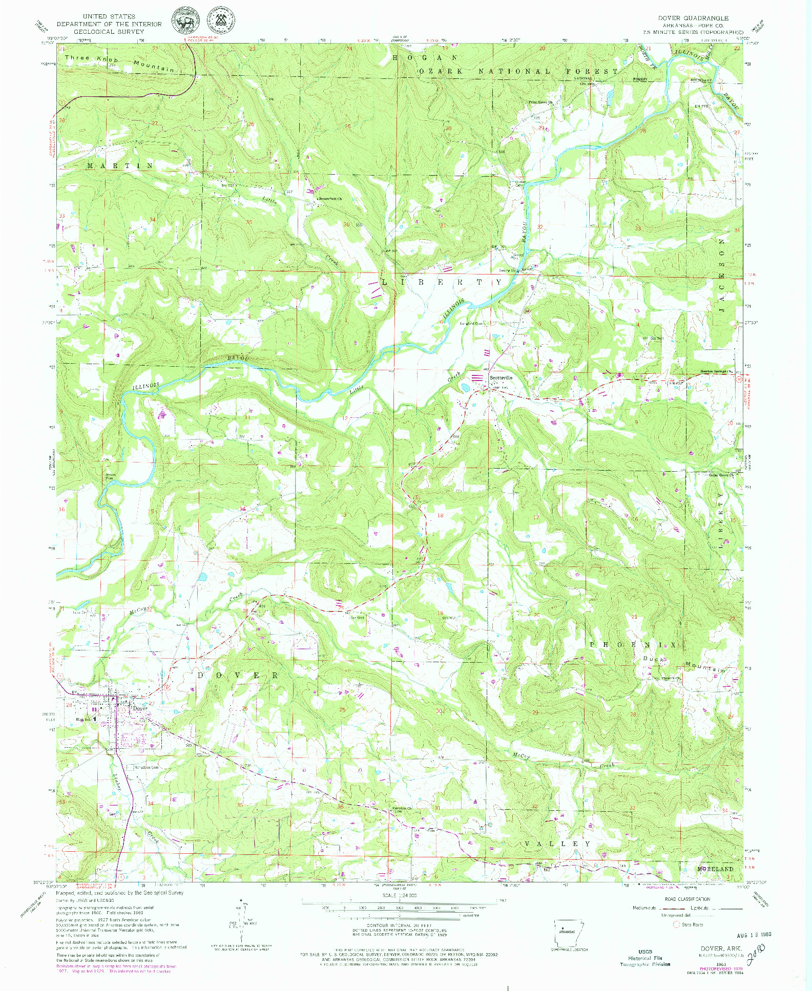 USGS 1:24000-SCALE QUADRANGLE FOR DOVER, AR 1961