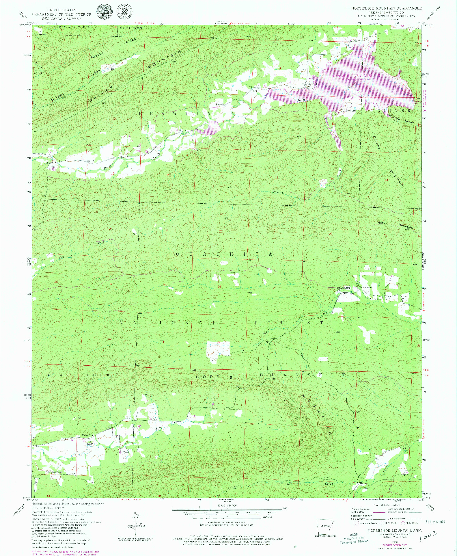 USGS 1:24000-SCALE QUADRANGLE FOR HORSESHOE MOUNTAIN, AR 1958
