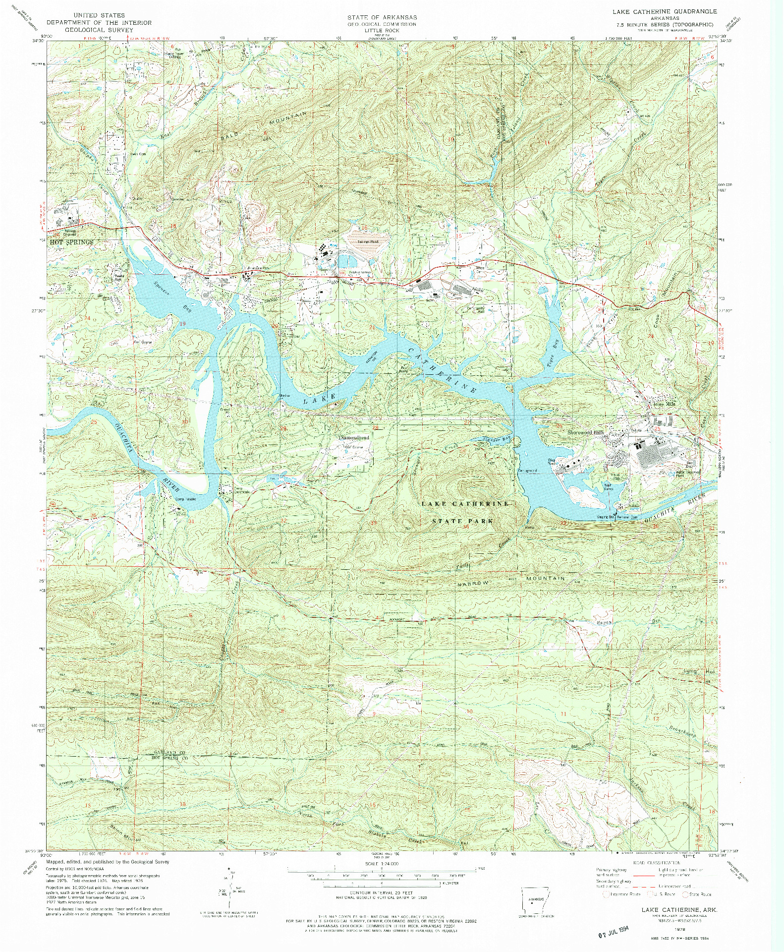 USGS 1:24000-SCALE QUADRANGLE FOR LAKE CATHERINE, AR 1978