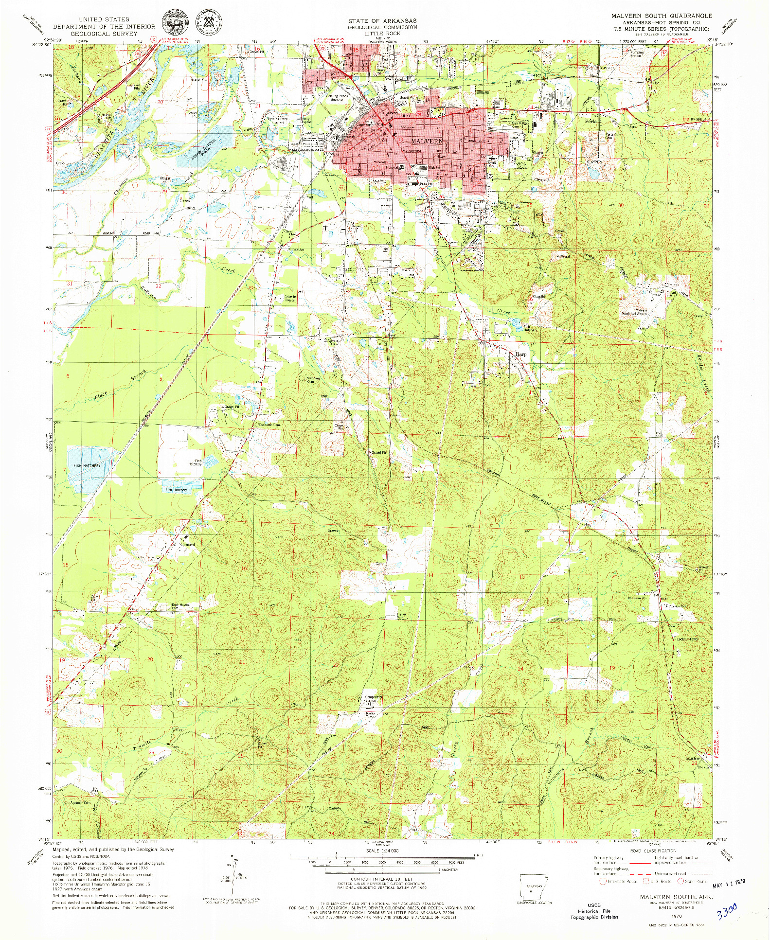 USGS 1:24000-SCALE QUADRANGLE FOR MALVERN SOUTH, AR 1978