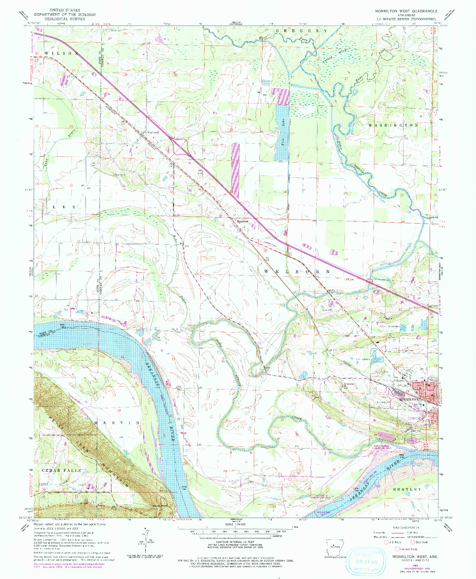 USGS 1:24000-SCALE QUADRANGLE FOR MORRILTON WEST, AR 1961