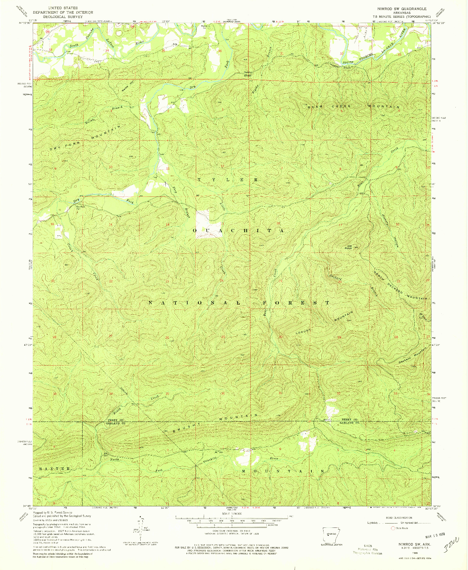 USGS 1:24000-SCALE QUADRANGLE FOR NIMROD SW, AR 1968