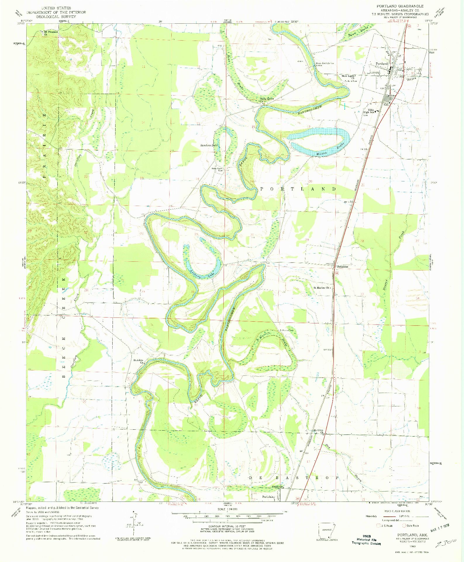 USGS 1:24000-SCALE QUADRANGLE FOR PORTLAND, AR 1960