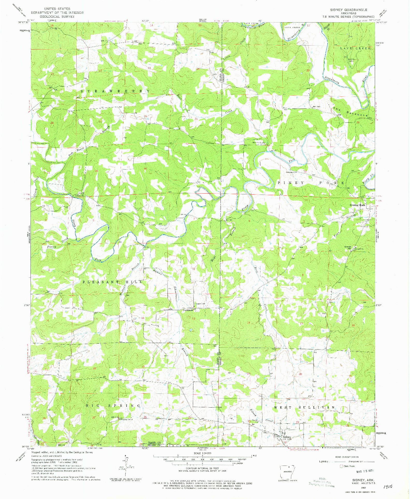 USGS 1:24000-SCALE QUADRANGLE FOR SIDNEY, AR 1962