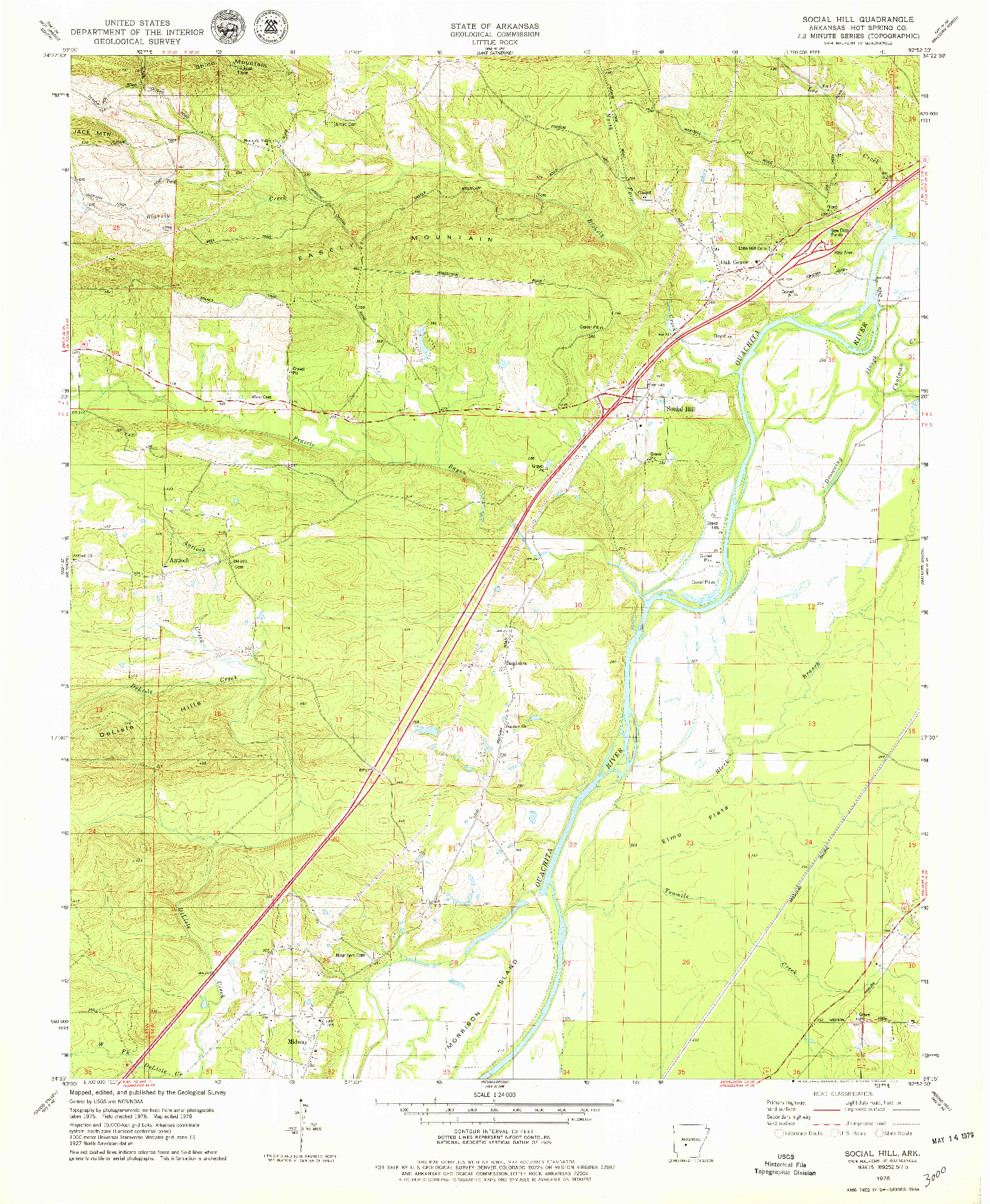 USGS 1:24000-SCALE QUADRANGLE FOR SOCIAL HILL, AR 1978