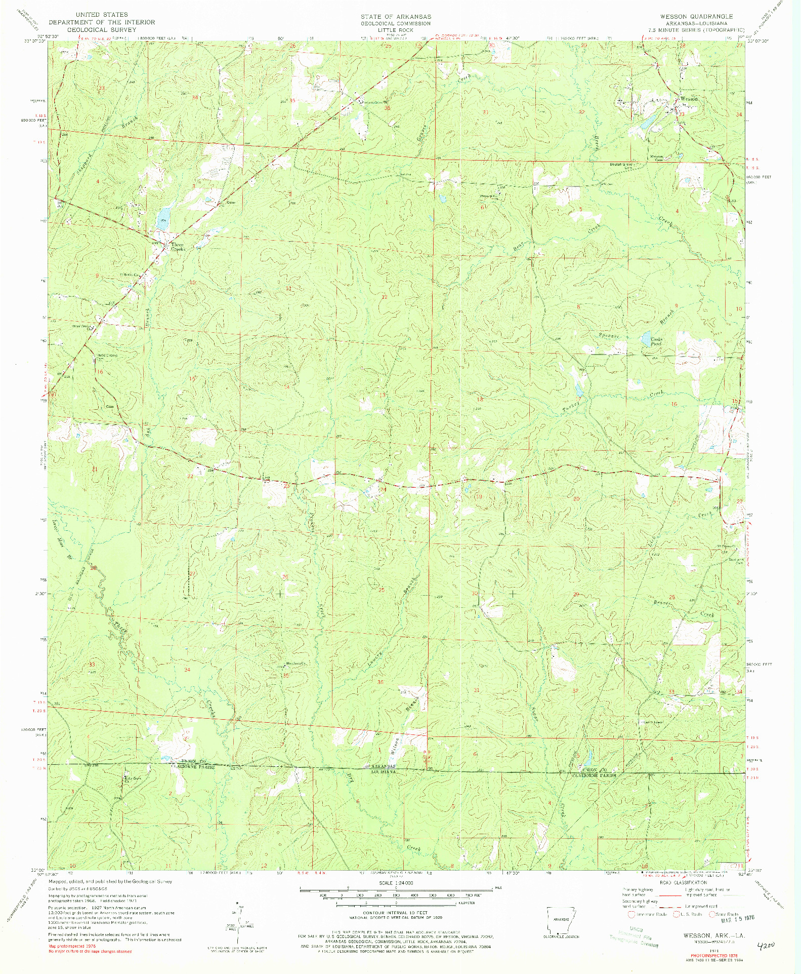 USGS 1:24000-SCALE QUADRANGLE FOR WESSON, AR 1971