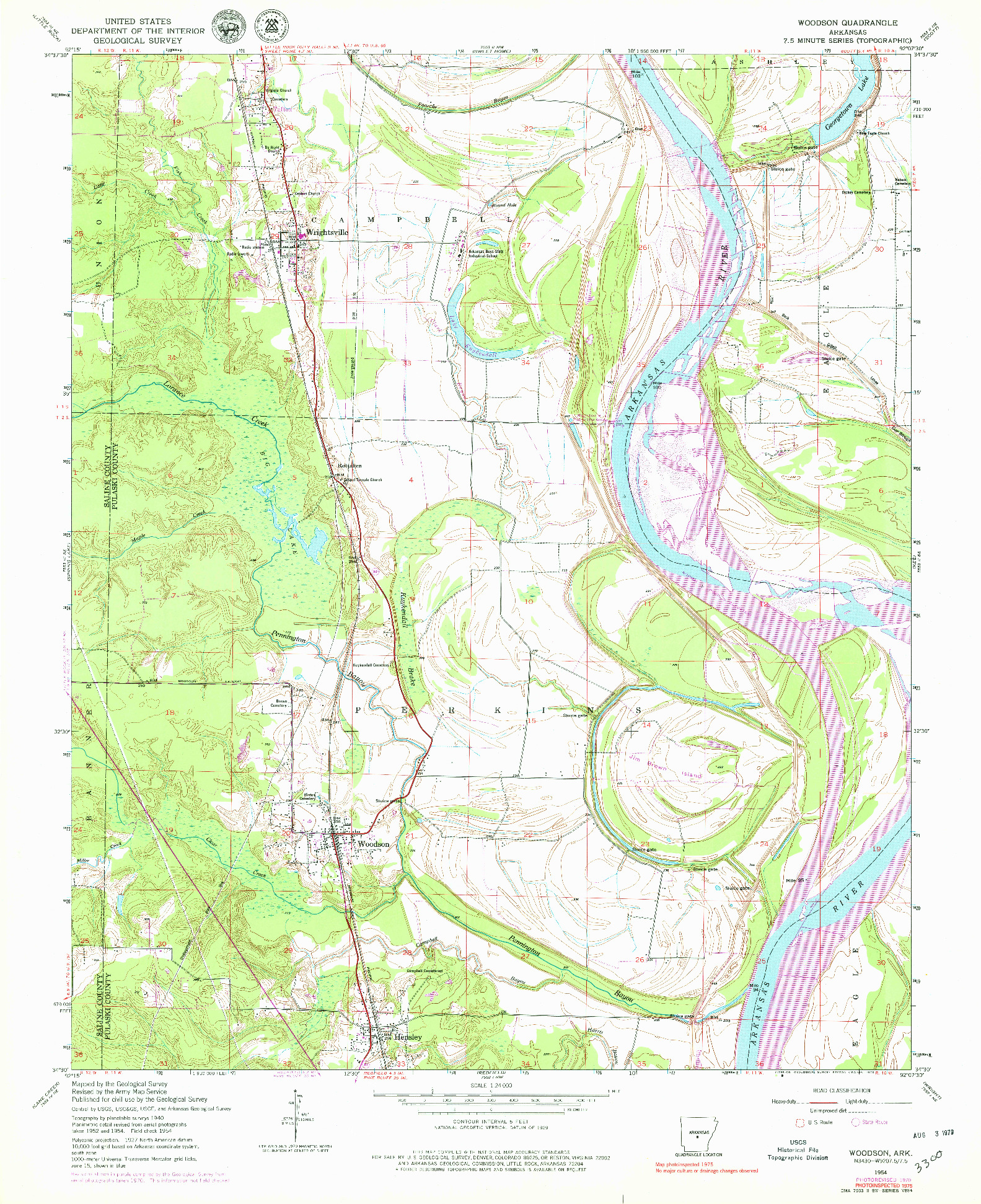 USGS 1:24000-SCALE QUADRANGLE FOR WOODSON, AR 1954