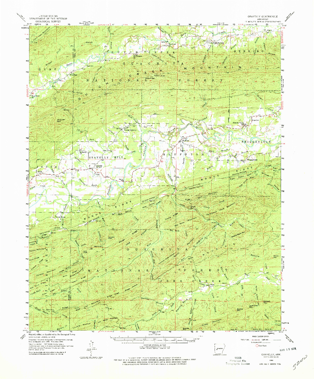 USGS 1:62500-SCALE QUADRANGLE FOR GRAVELLY, AR 1960