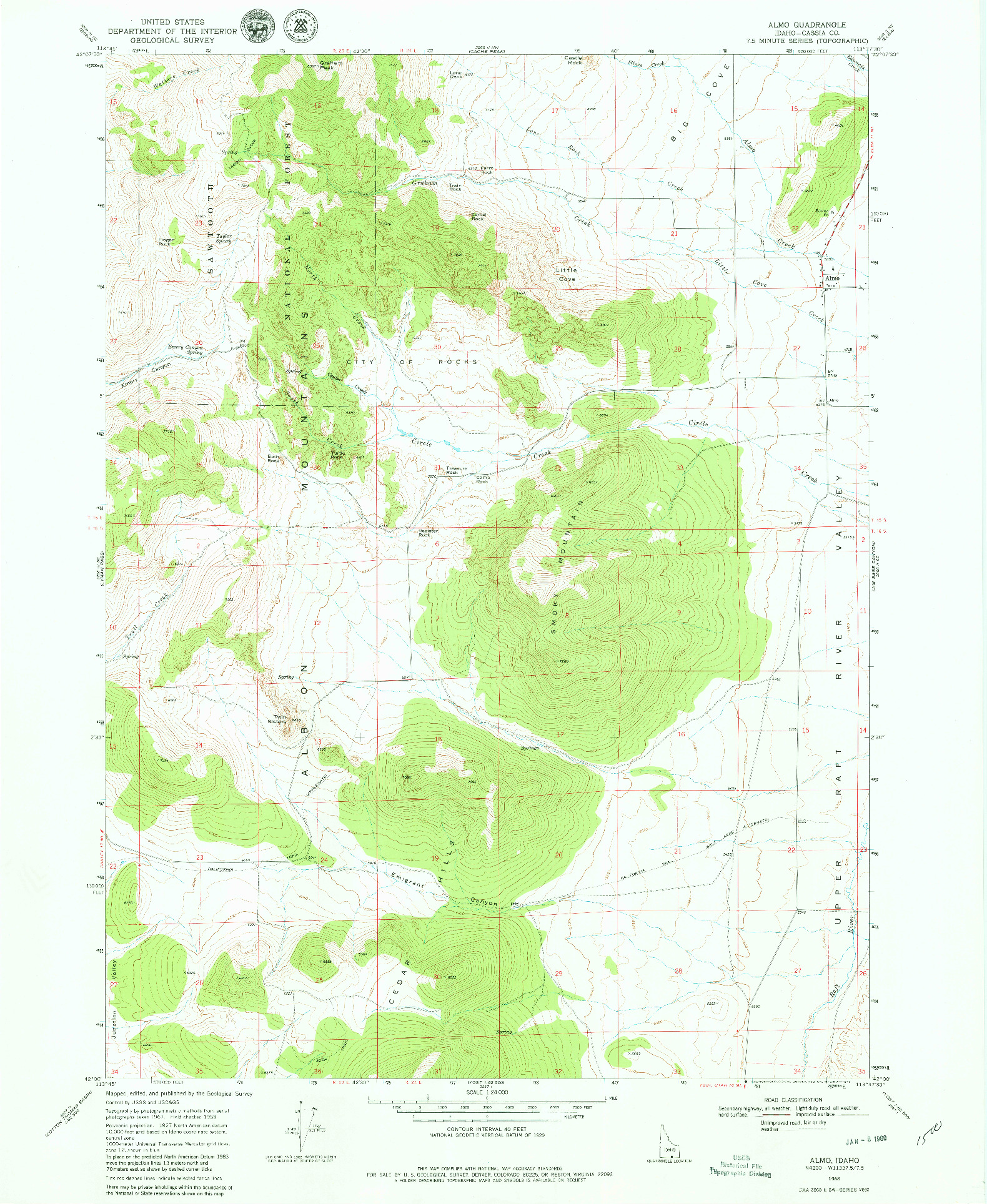 USGS 1:24000-SCALE QUADRANGLE FOR ALMO, ID 1968