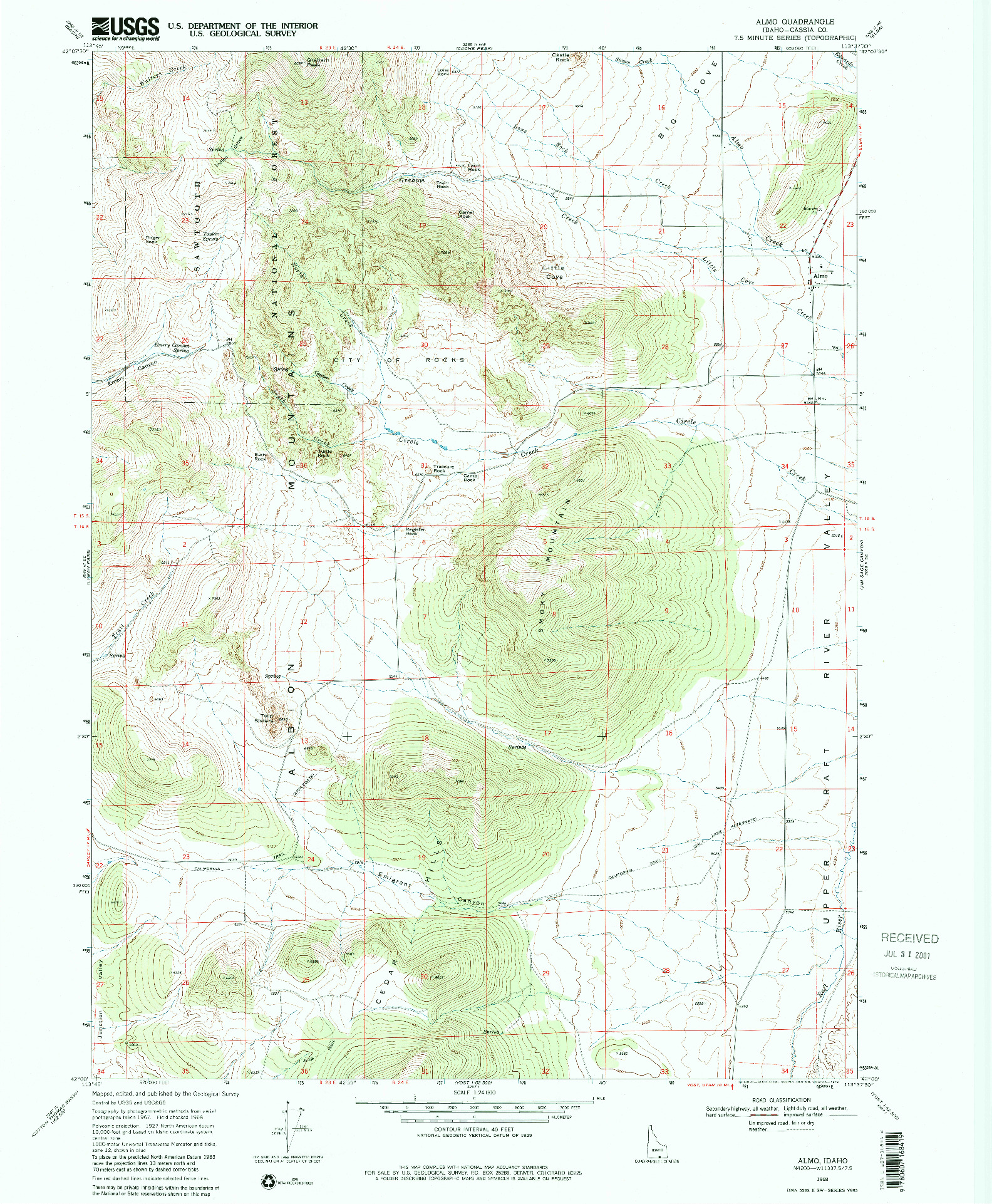 USGS 1:24000-SCALE QUADRANGLE FOR ALMO, ID 1968