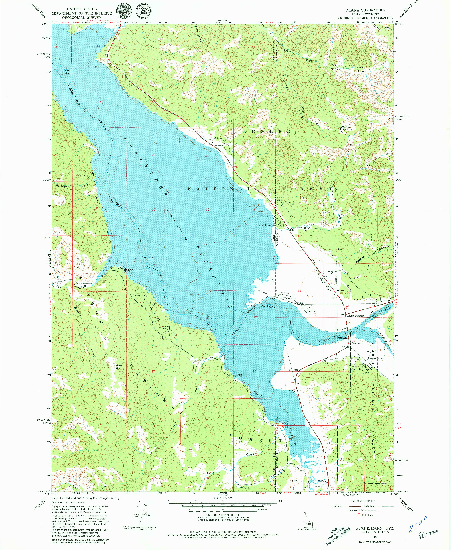 USGS 1:24000-SCALE QUADRANGLE FOR ALPINE, ID 1966