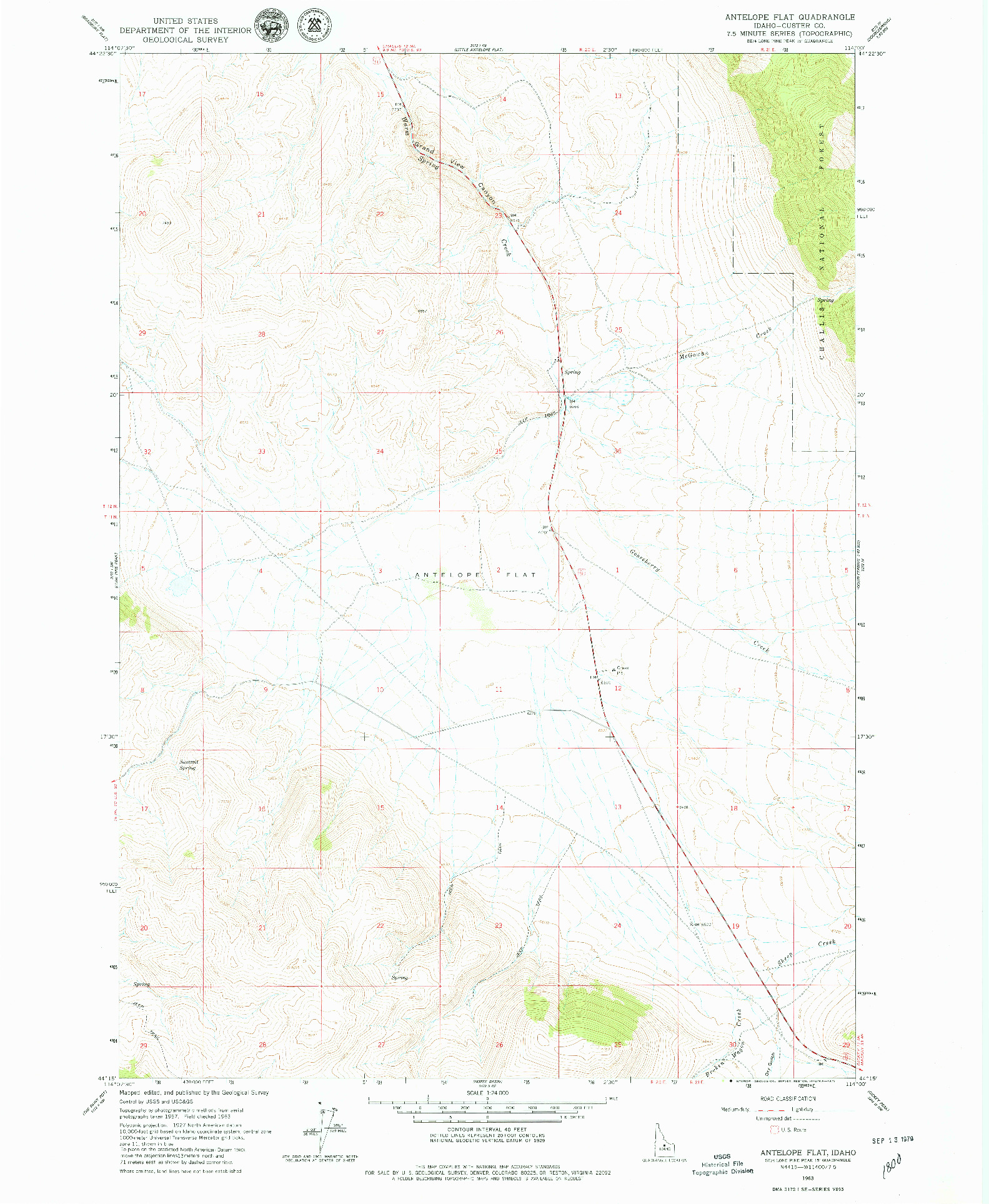 USGS 1:24000-SCALE QUADRANGLE FOR ANTELOPE FLAT, ID 1963