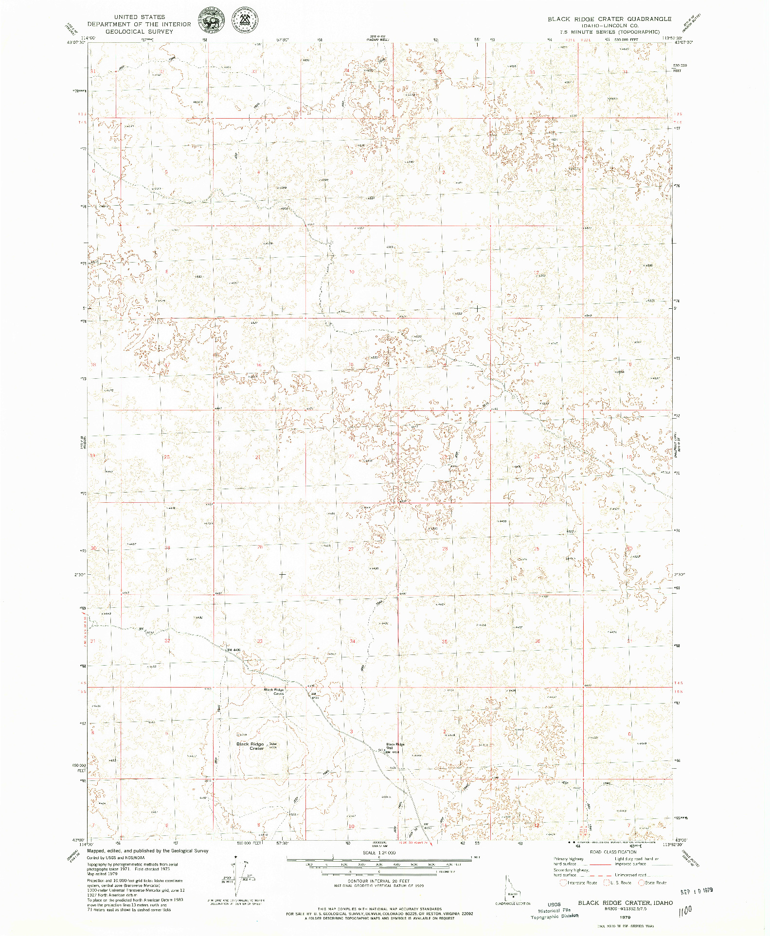 USGS 1:24000-SCALE QUADRANGLE FOR BLACK RIDGE CRATER, ID 1979