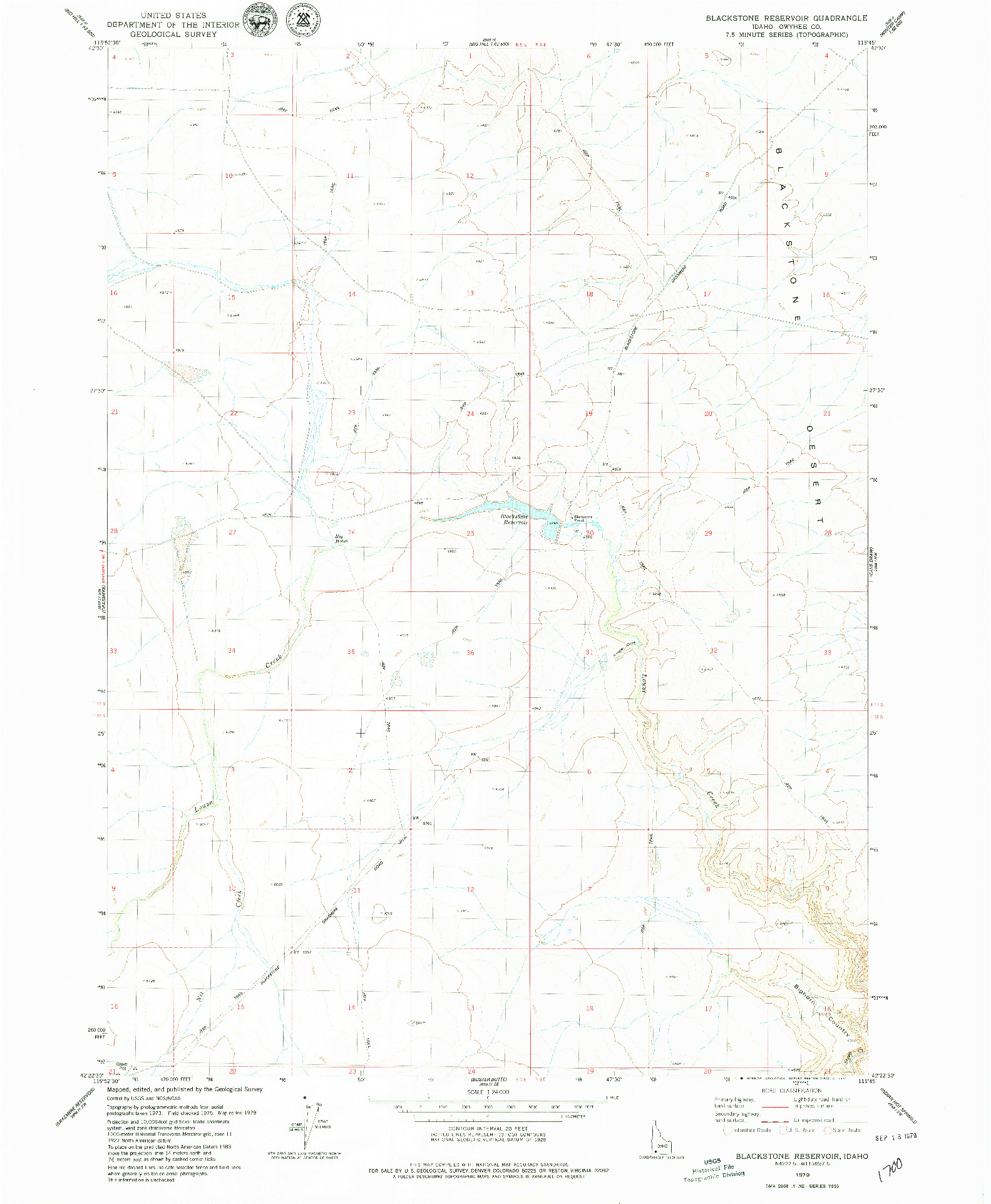 USGS 1:24000-SCALE QUADRANGLE FOR BLACKSTONE RESERVOIR, ID 1979