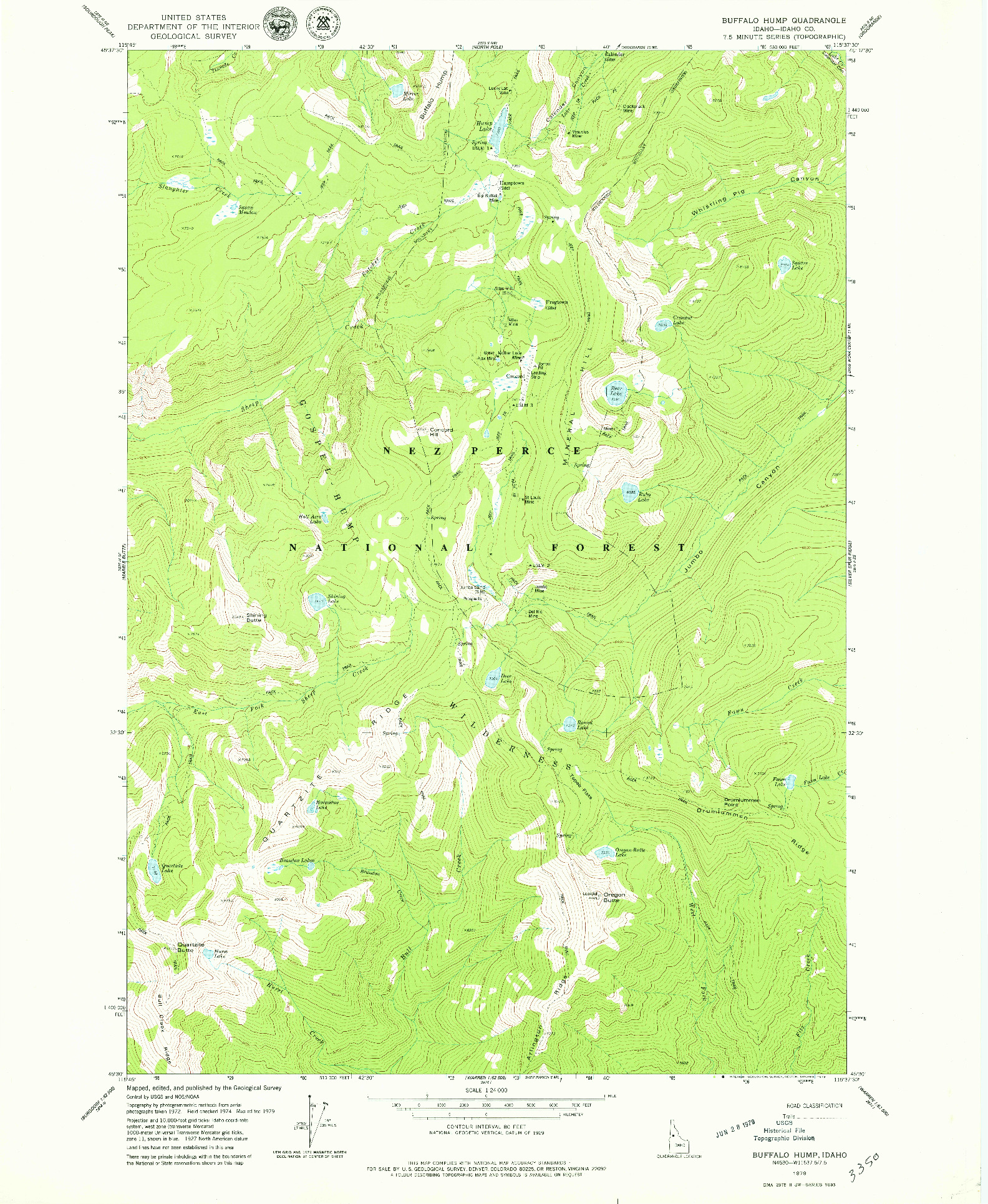 USGS 1:24000-SCALE QUADRANGLE FOR BUFFALO HUMP, ID 1979