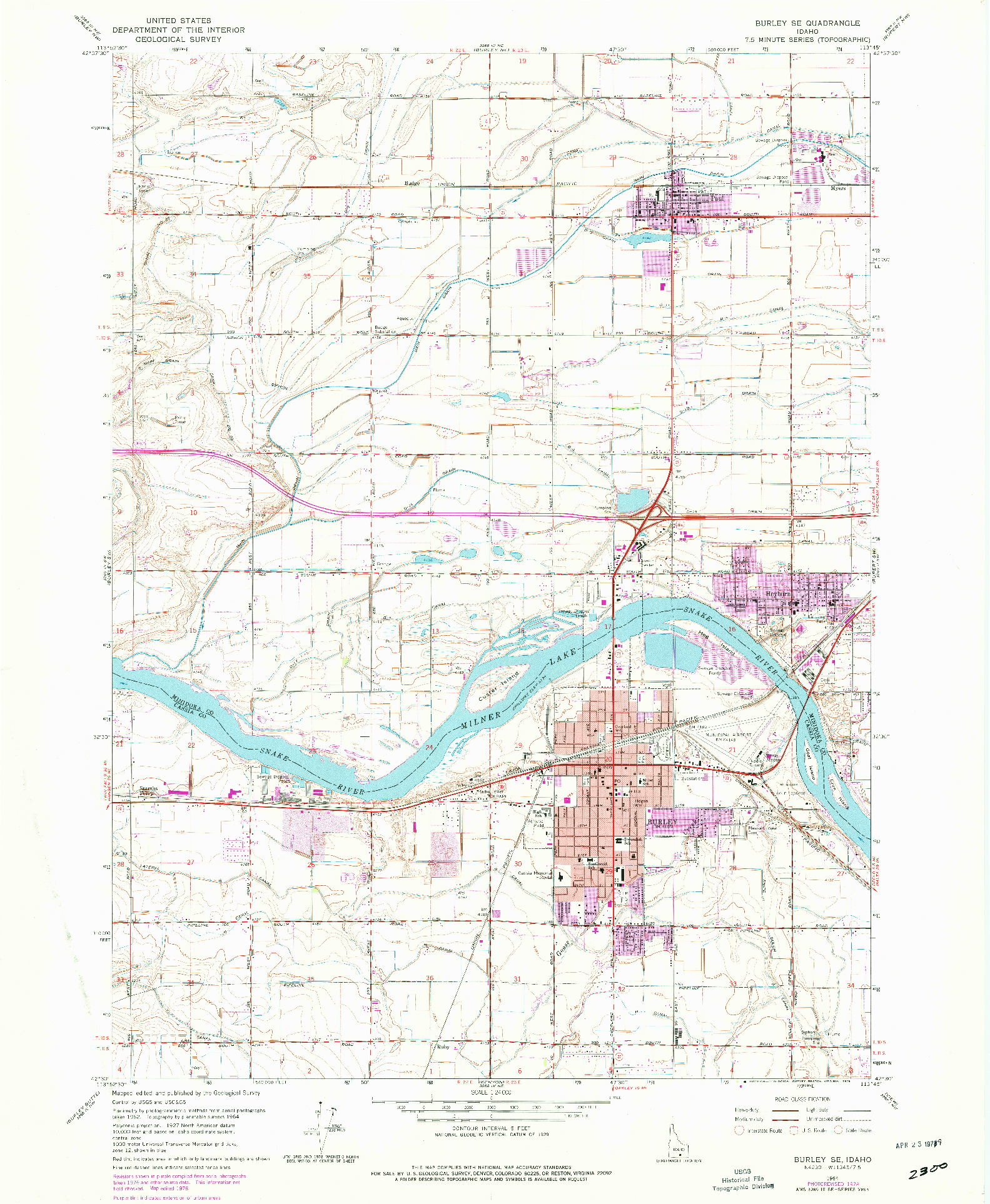 USGS 1:24000-SCALE QUADRANGLE FOR BURLEY SE, ID 1964