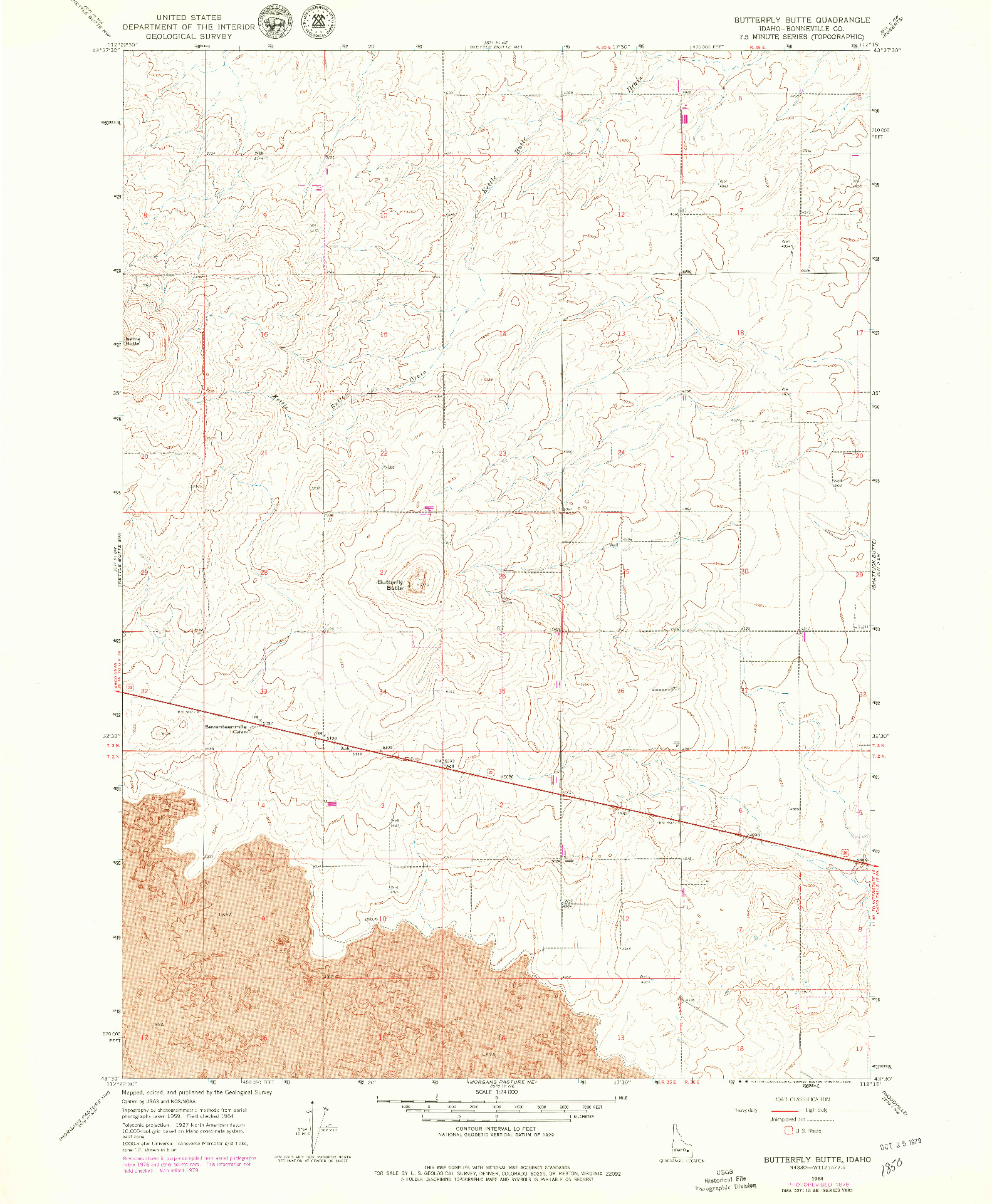 USGS 1:24000-SCALE QUADRANGLE FOR BUTTERFLY BUTTE, ID 1964