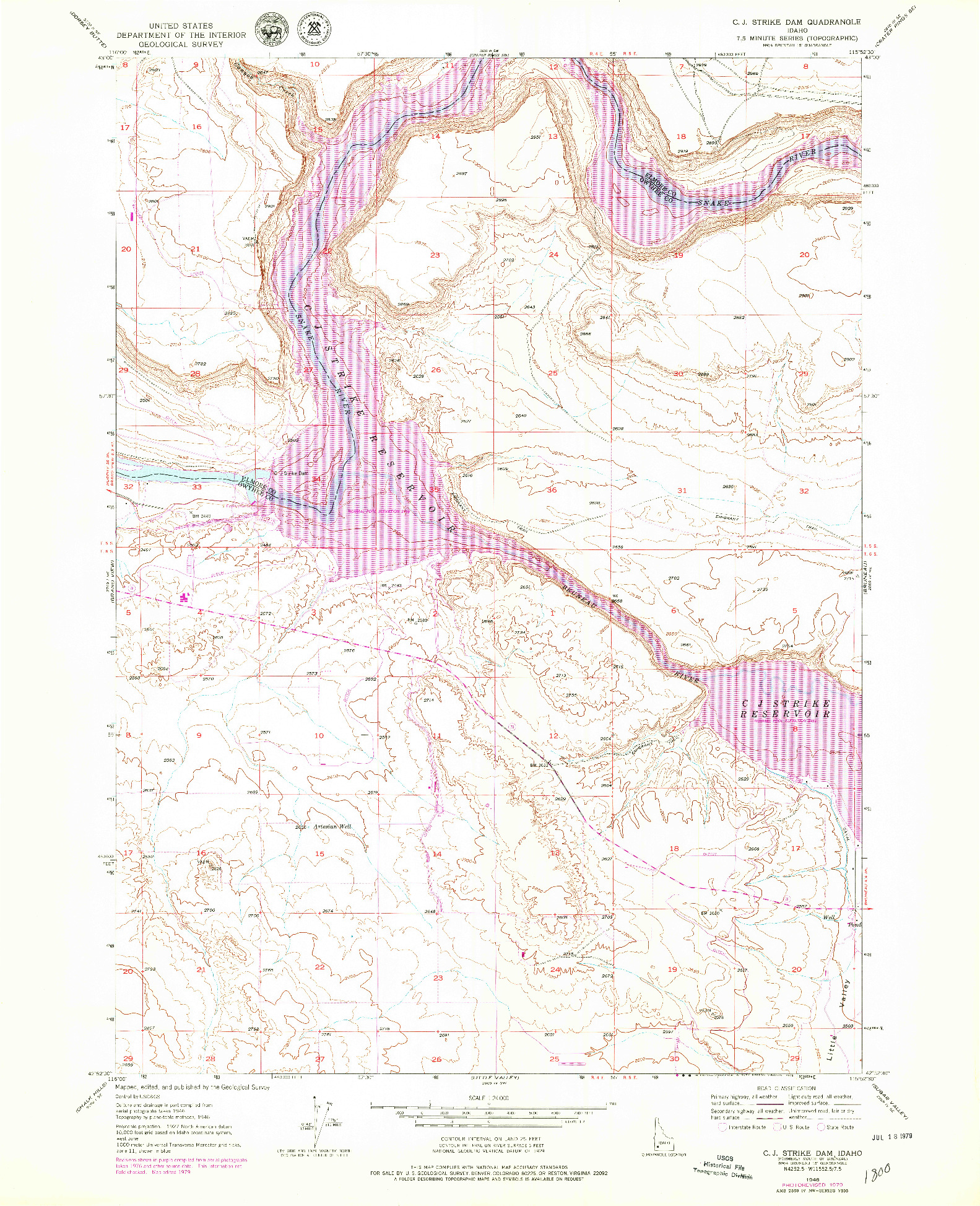USGS 1:24000-SCALE QUADRANGLE FOR C.J. STRIKE DAM, ID 1946
