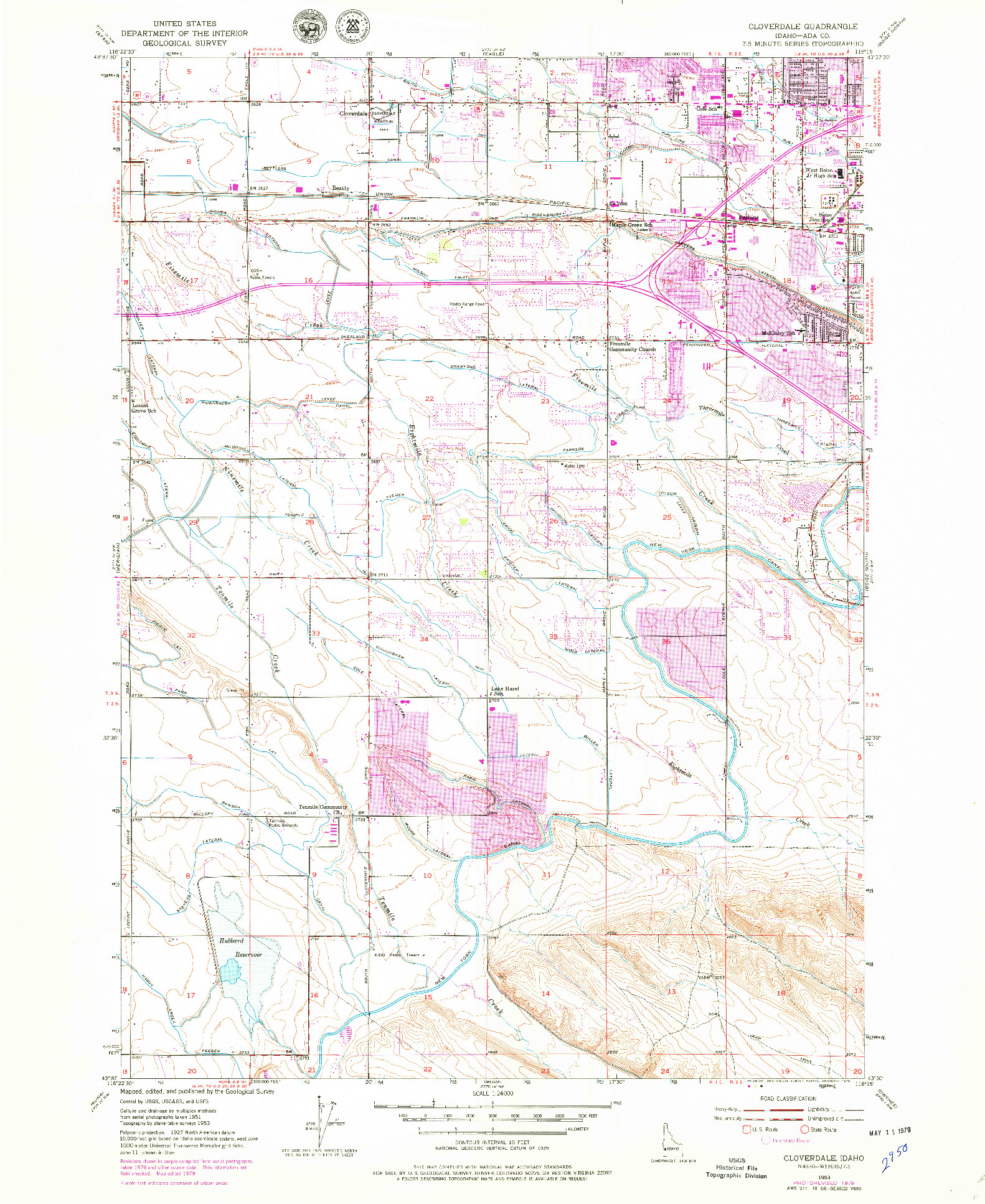 USGS 1:24000-SCALE QUADRANGLE FOR CLOVERDALE, ID 1953