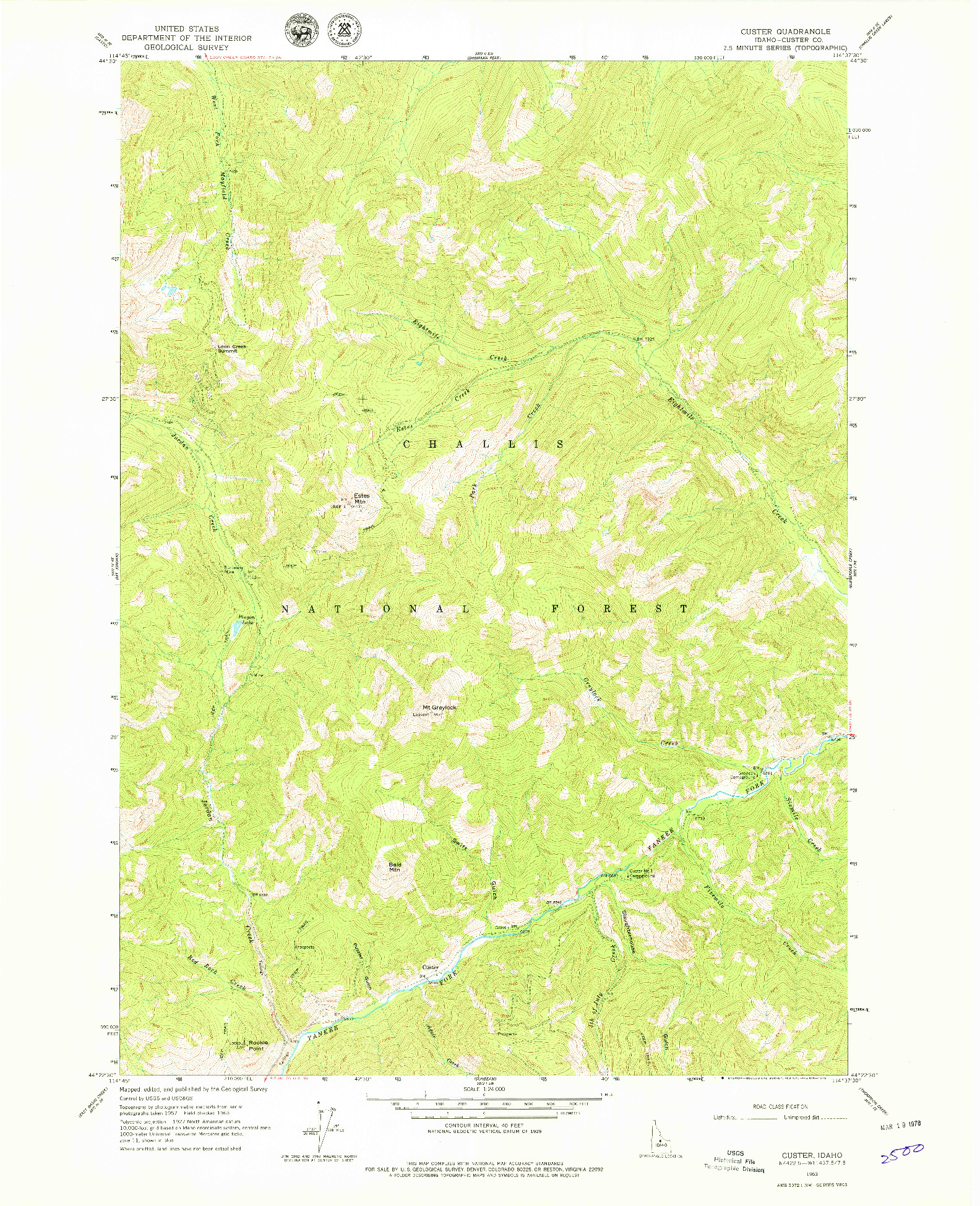 USGS 1:24000-SCALE QUADRANGLE FOR CUSTER, ID 1963