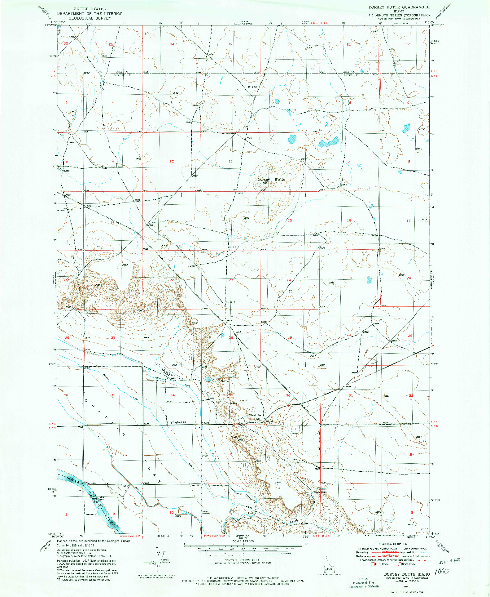 USGS 1:24000-SCALE QUADRANGLE FOR DORSEY BUTTE, ID 1947