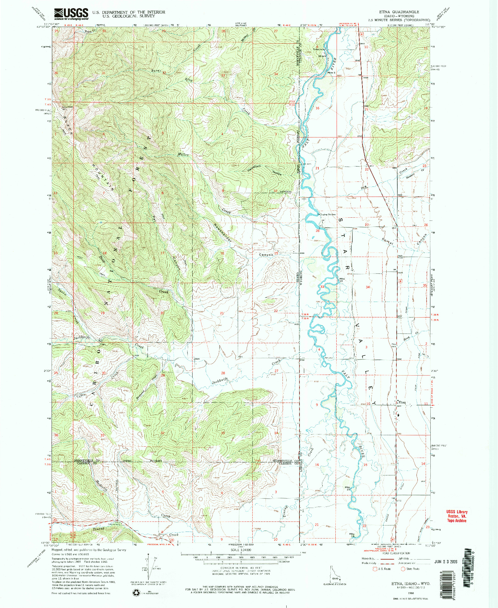 USGS 1:24000-SCALE QUADRANGLE FOR ETNA, ID 1966