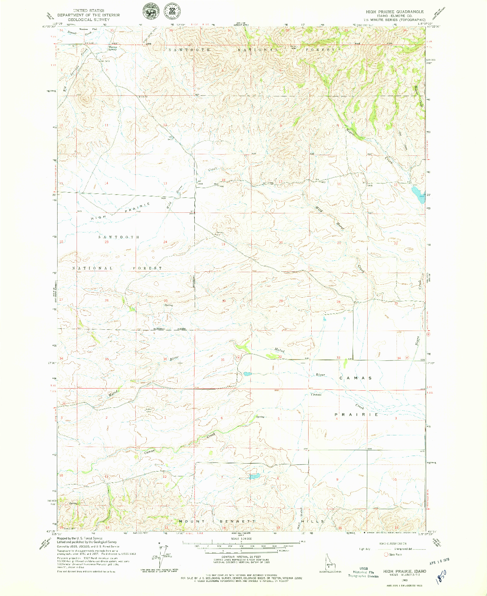 USGS 1:24000-SCALE QUADRANGLE FOR HIGH PRAIRIE, ID 1963