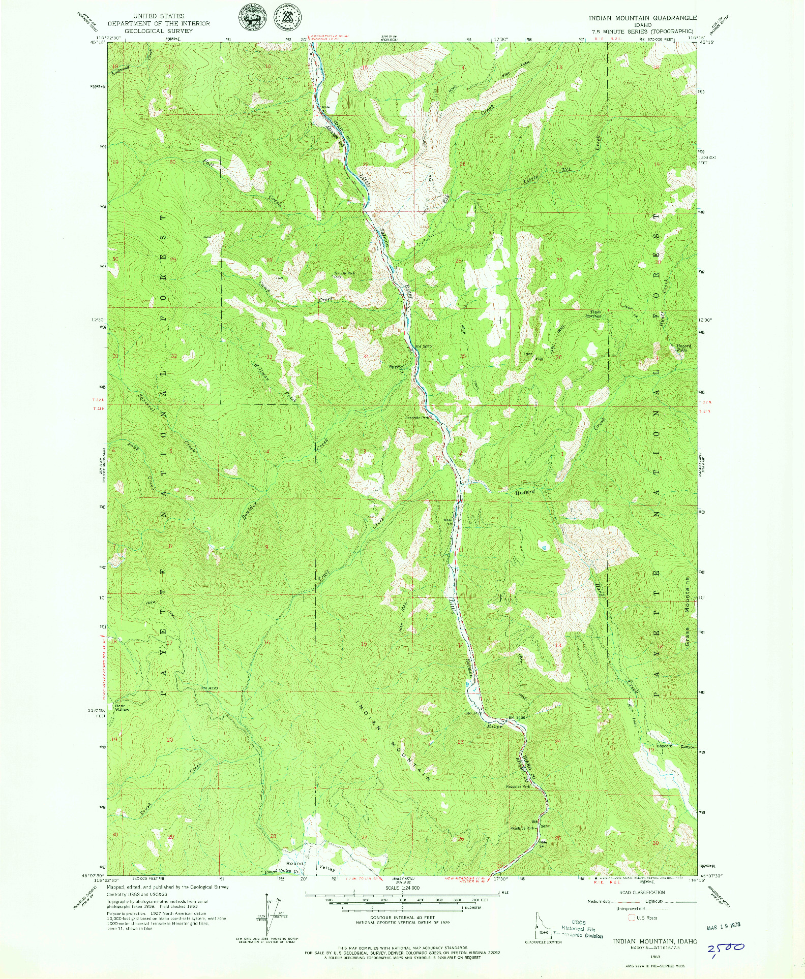 USGS 1:24000-SCALE QUADRANGLE FOR INDIAN MOUNTAIN, ID 1963