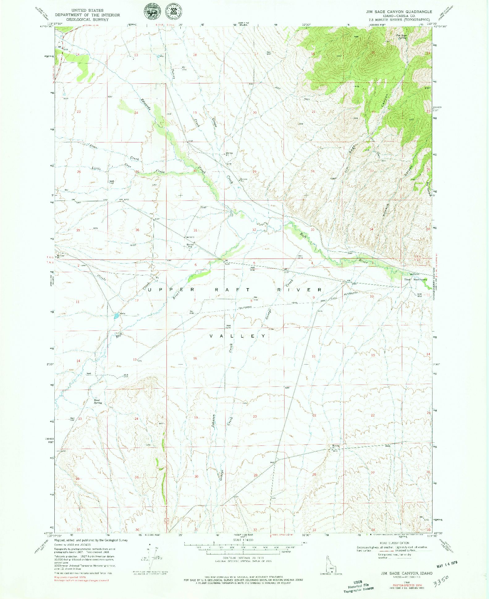 USGS 1:24000-SCALE QUADRANGLE FOR JIM SAGE CANYON, ID 1968