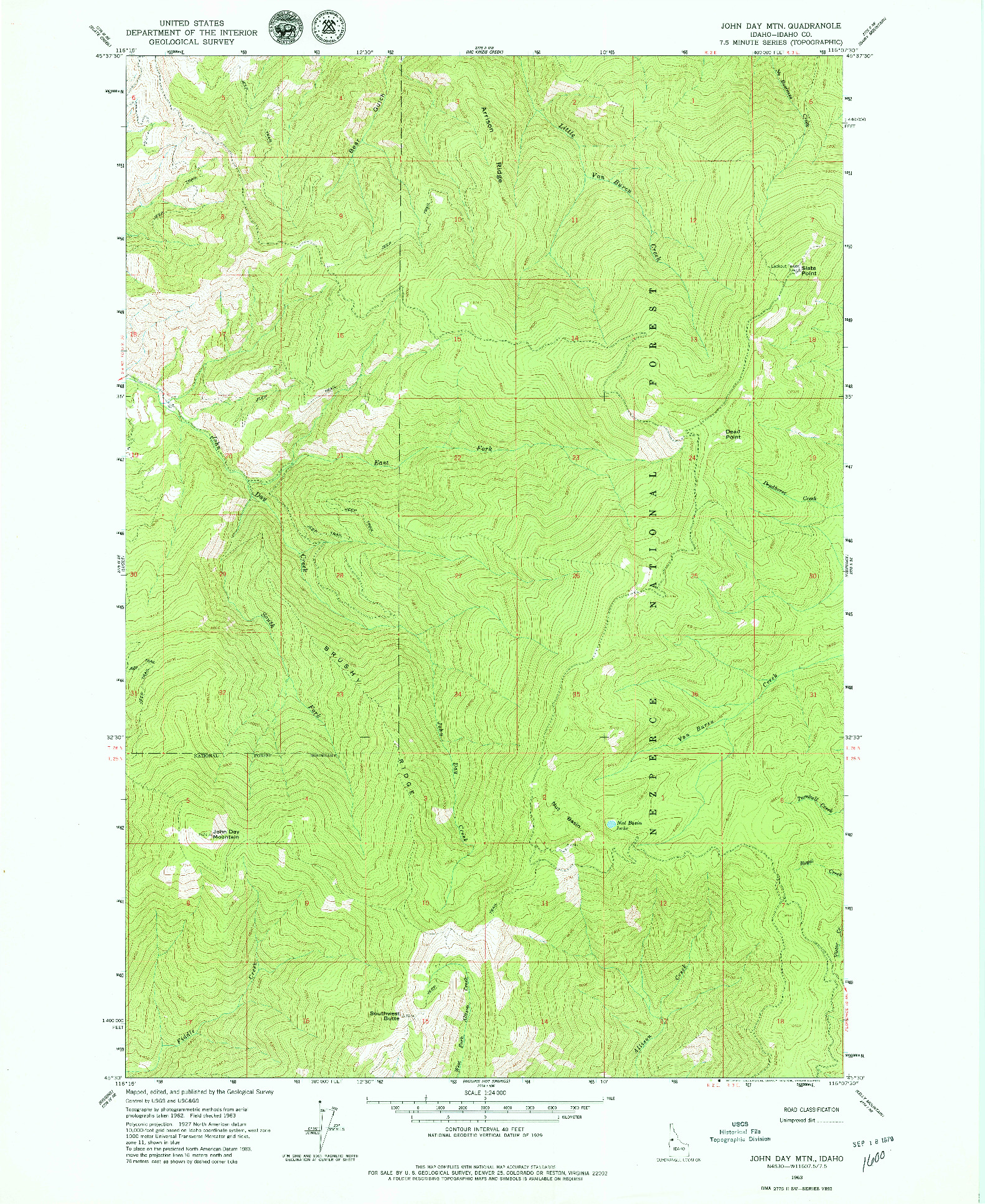 USGS 1:24000-SCALE QUADRANGLE FOR JOHN DAY MTN, ID 1963