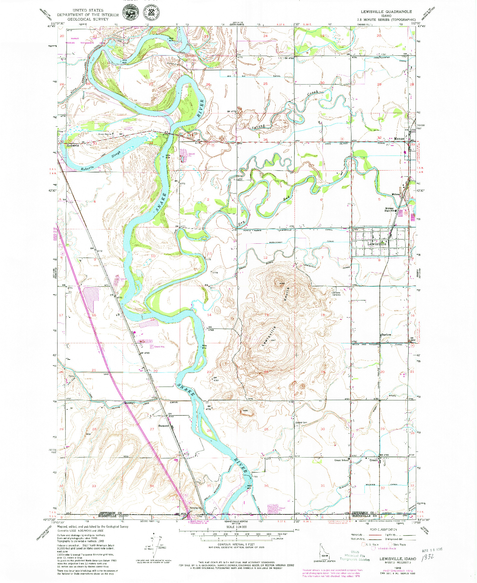 USGS 1:24000-SCALE QUADRANGLE FOR LEWISVILLE, ID 1948