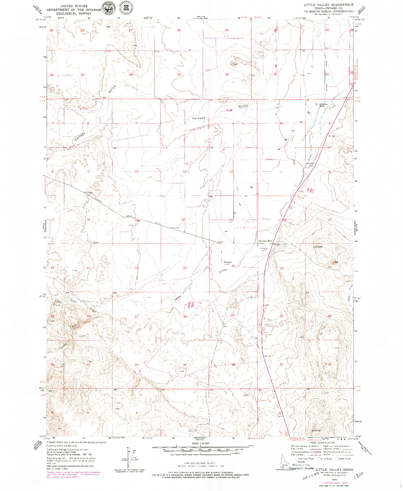 USGS 1:24000-SCALE QUADRANGLE FOR LITTLE VALLEY, ID 1947