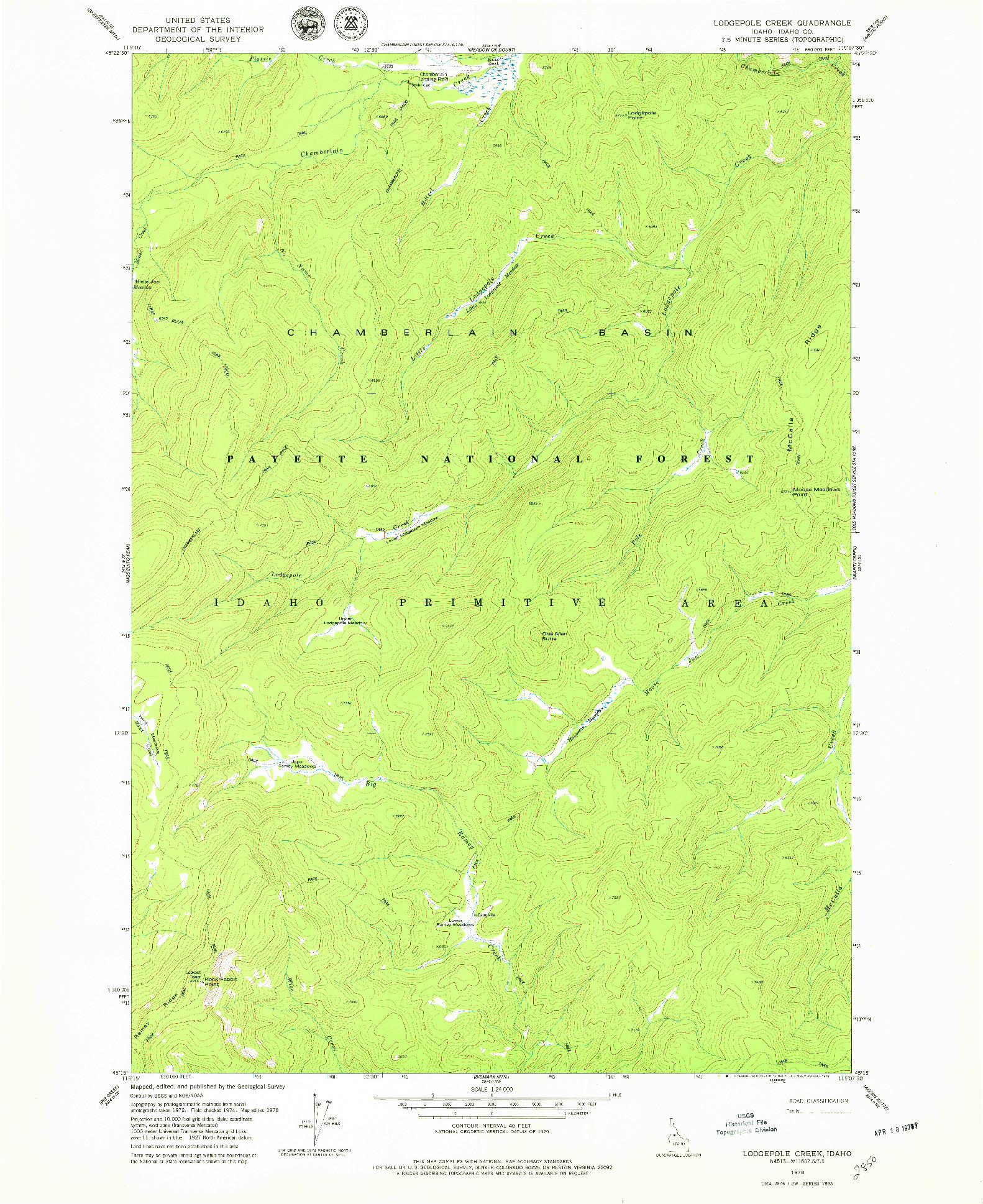 USGS 1:24000-SCALE QUADRANGLE FOR LODGEPOLE CREEK, ID 1978