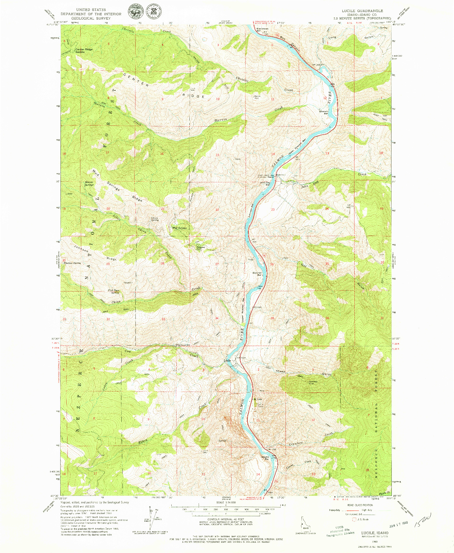 USGS 1:24000-SCALE QUADRANGLE FOR LUCILE, ID 1963