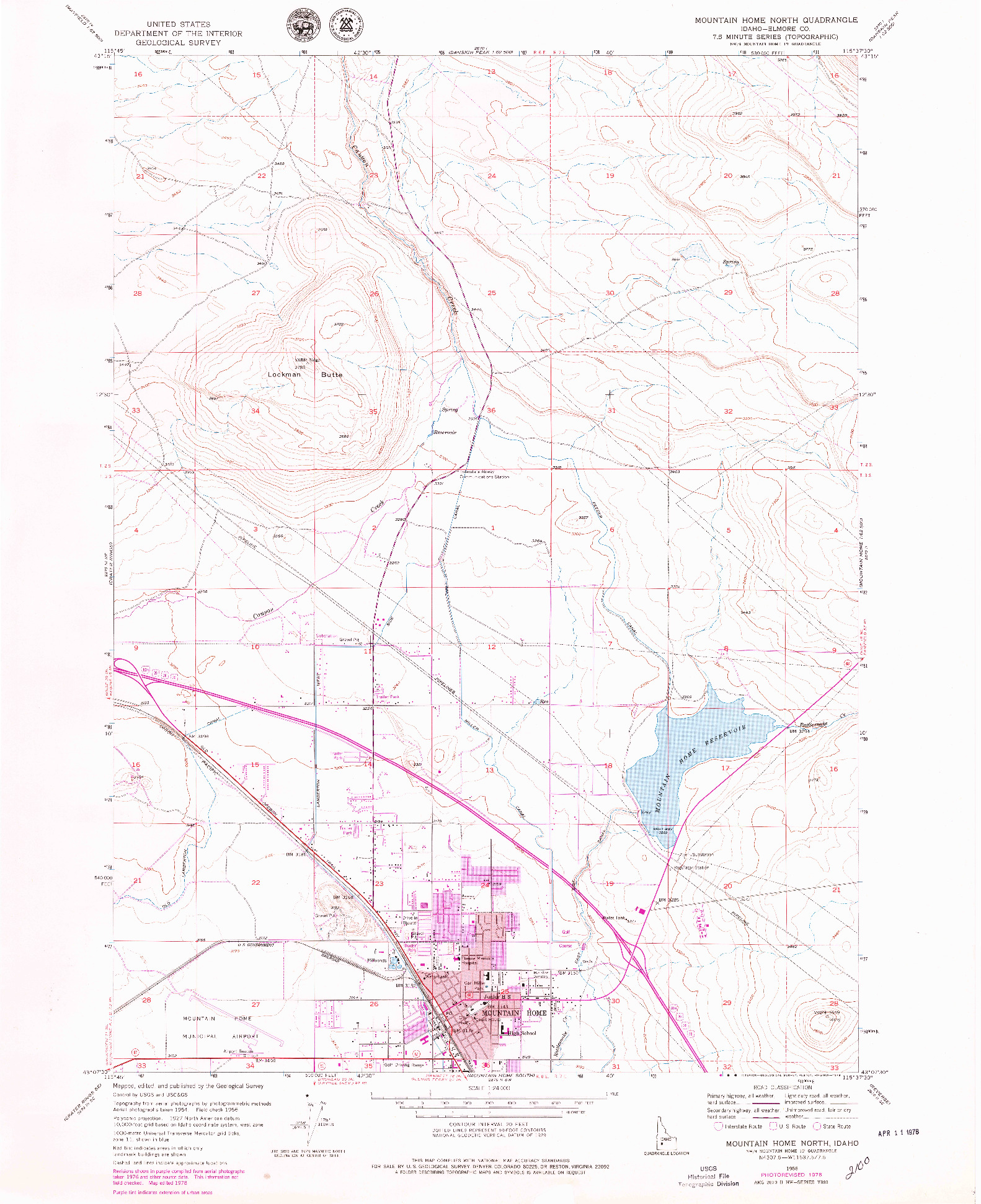 USGS 1:24000-SCALE QUADRANGLE FOR MOUNTAIN HOME NORTH, ID 1956