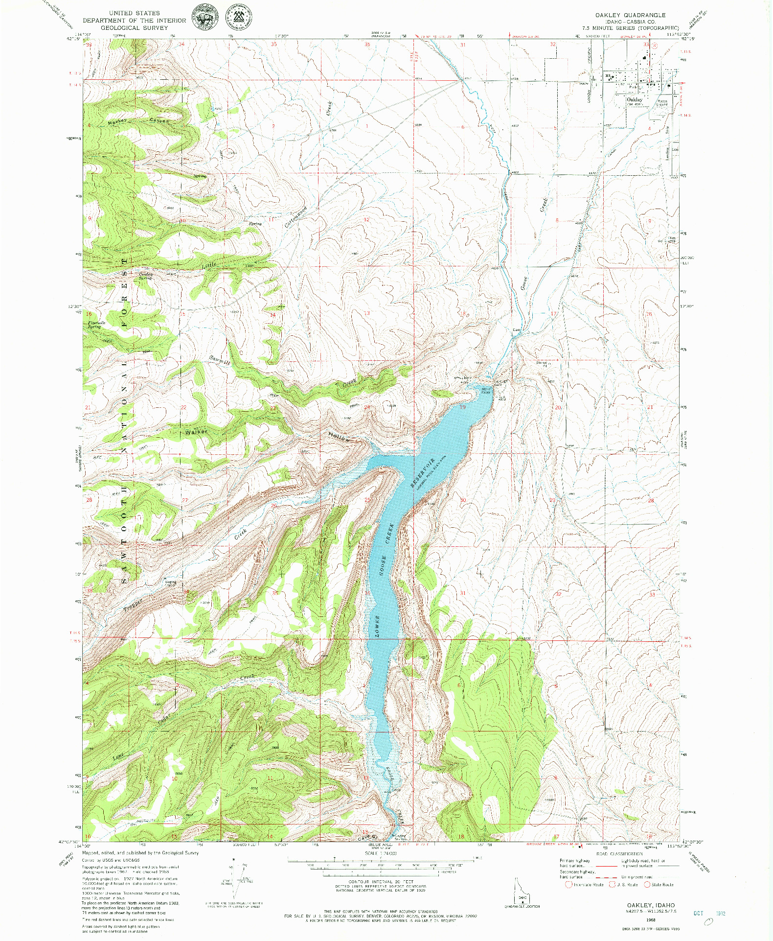 USGS 1:24000-SCALE QUADRANGLE FOR OAKLEY, ID 1968