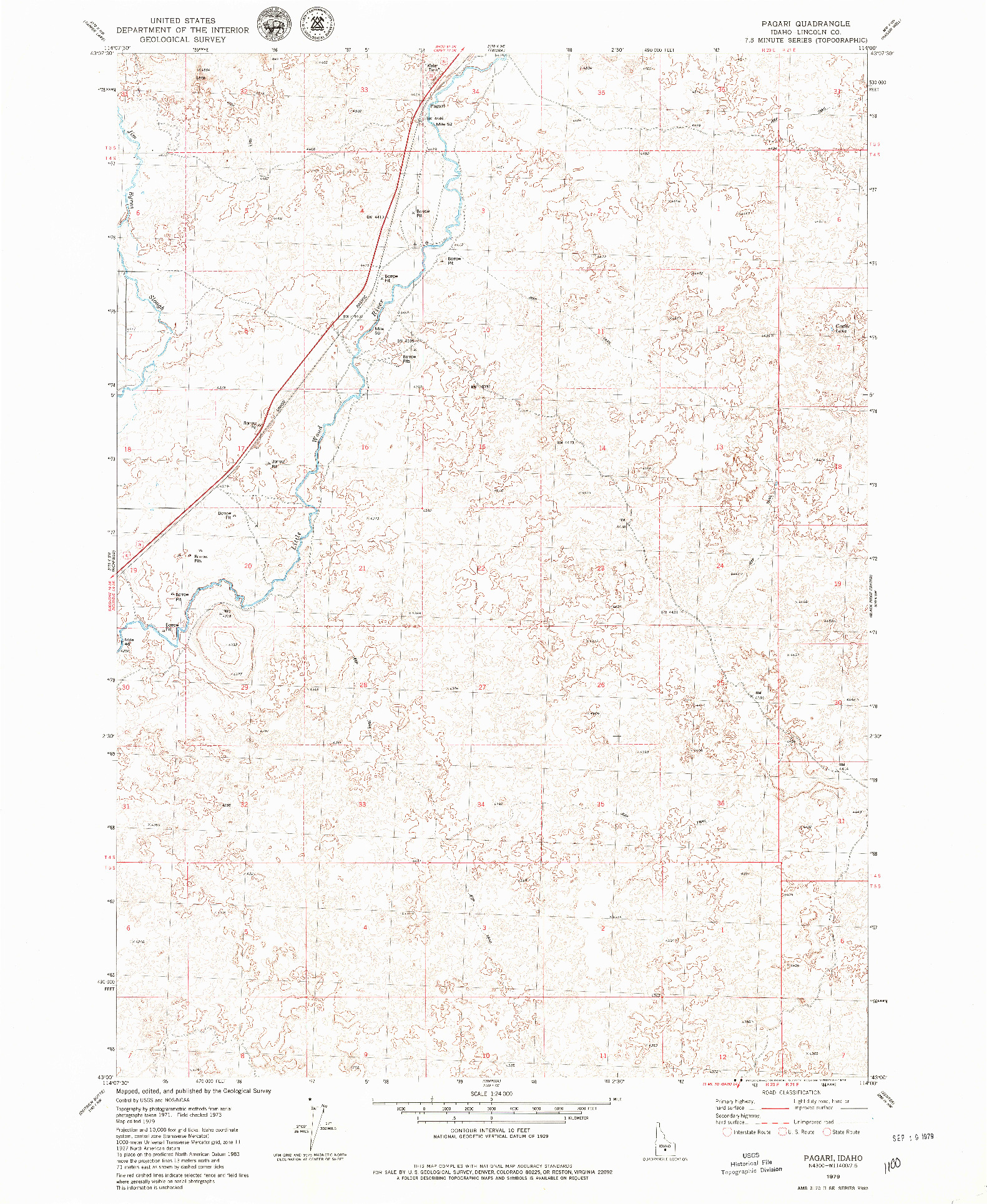 USGS 1:24000-SCALE QUADRANGLE FOR PAGARI, ID 1979