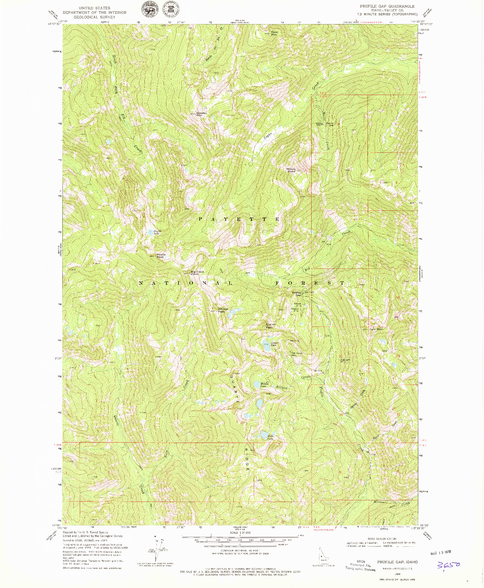 USGS 1:24000-SCALE QUADRANGLE FOR PROFILE GAP, ID 1969