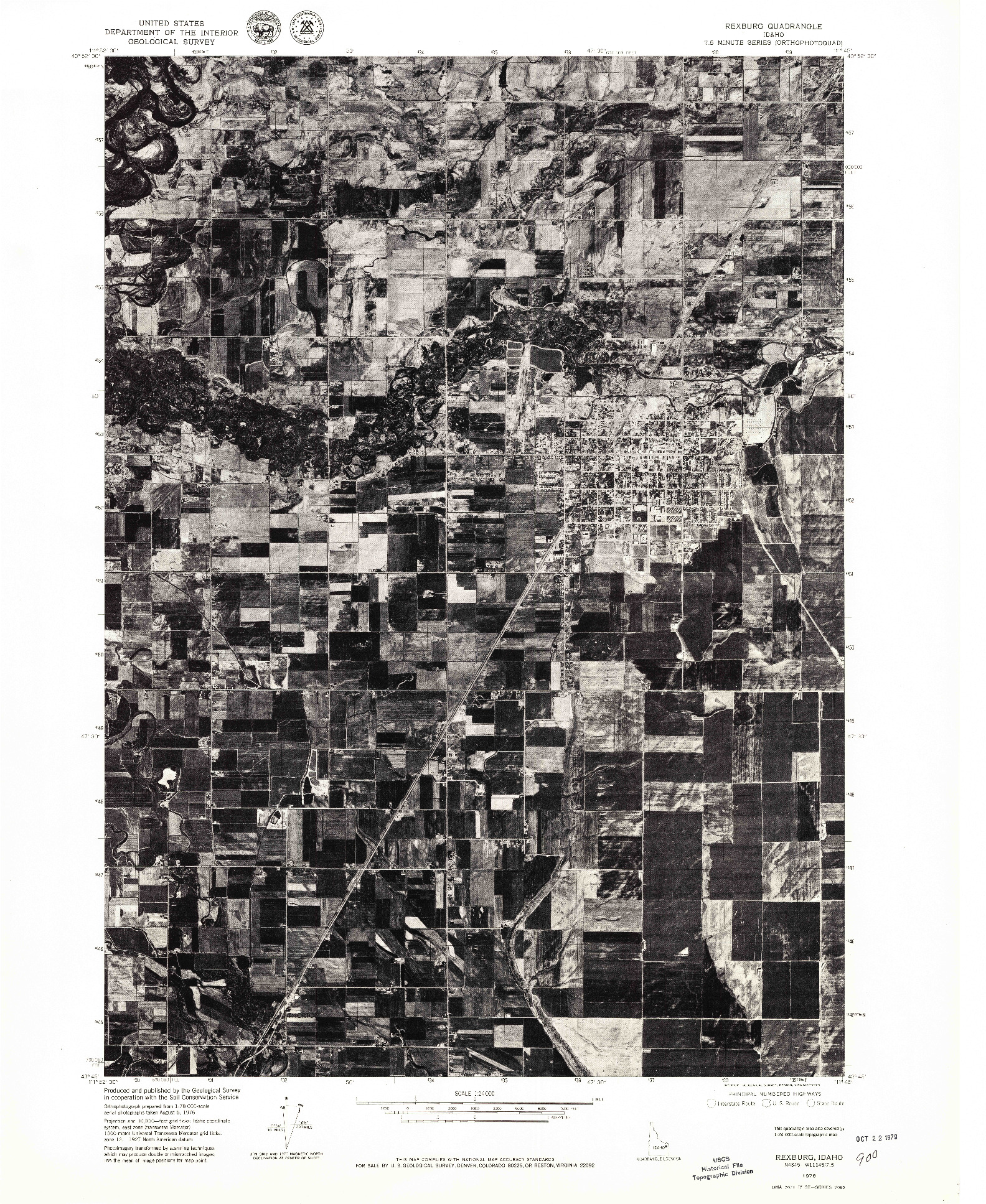 USGS 1:24000-SCALE QUADRANGLE FOR REXBURG, ID 1976