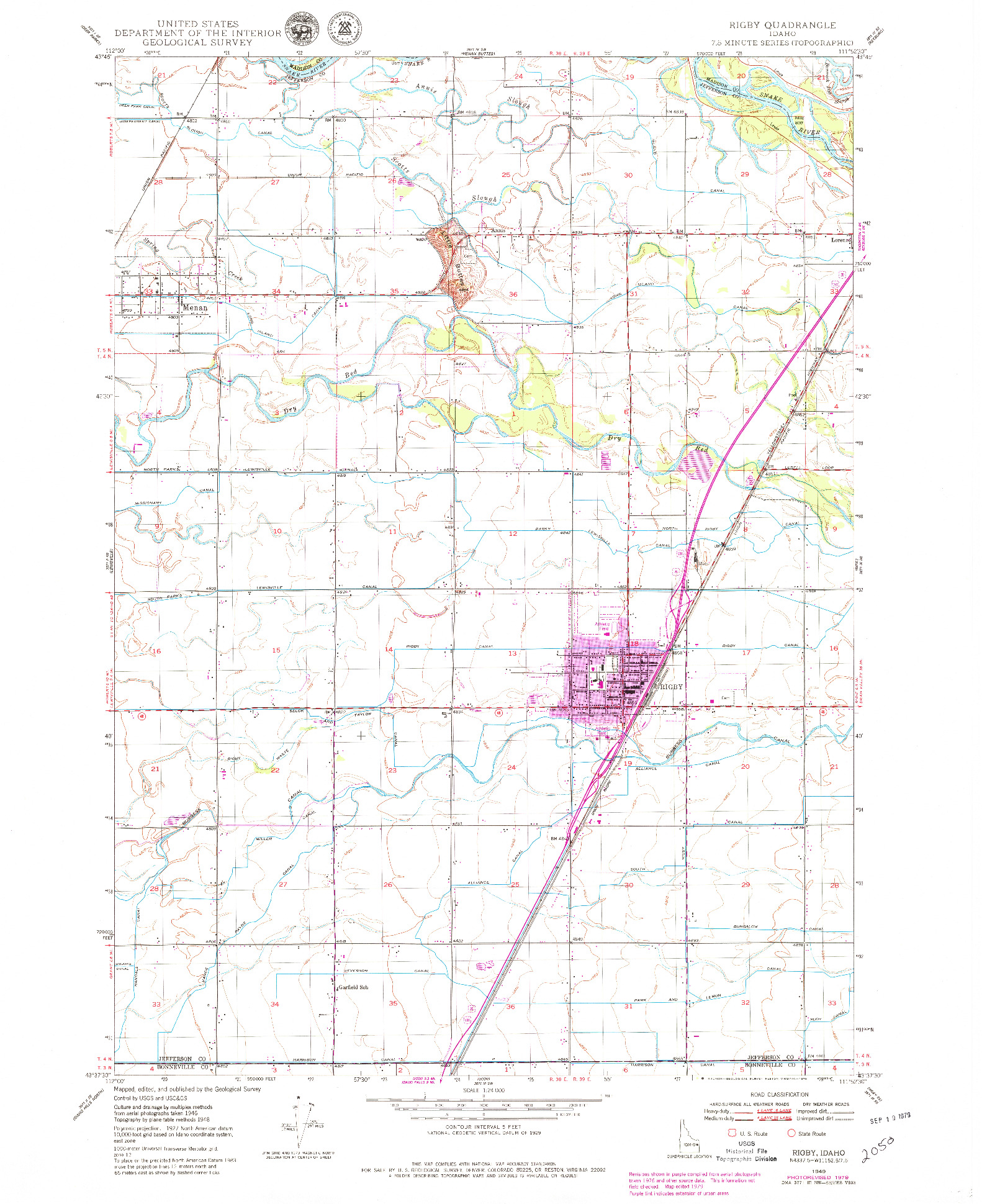 USGS 1:24000-SCALE QUADRANGLE FOR RIGBY, ID 1949