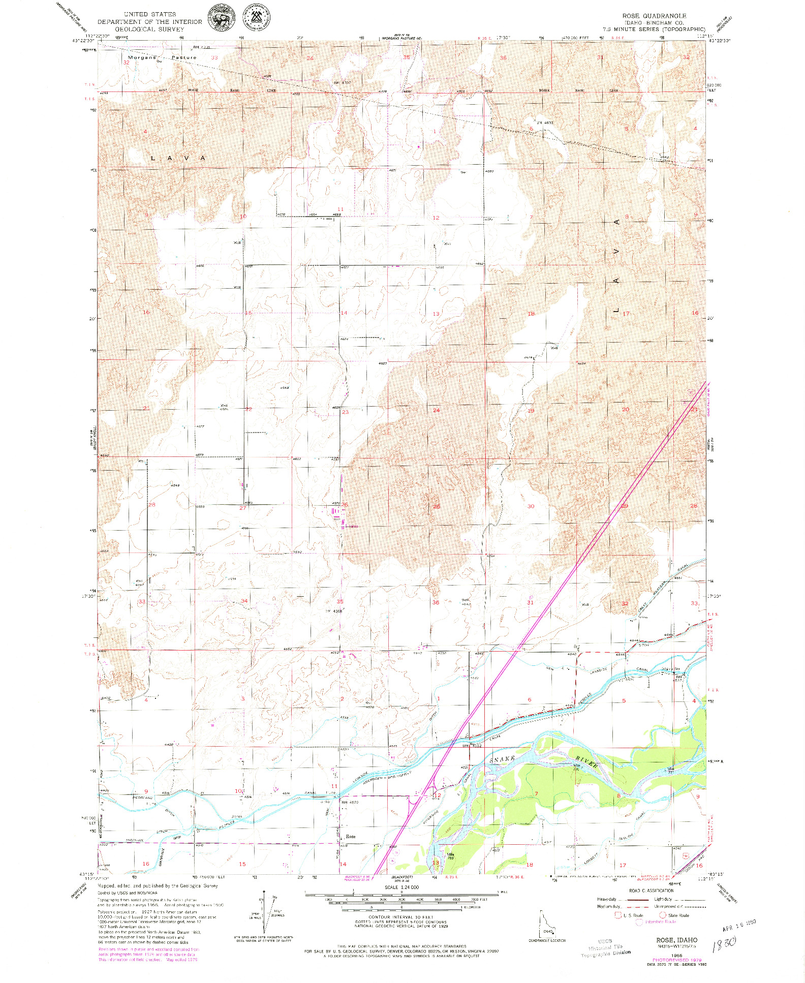 USGS 1:24000-SCALE QUADRANGLE FOR ROSE, ID 1955