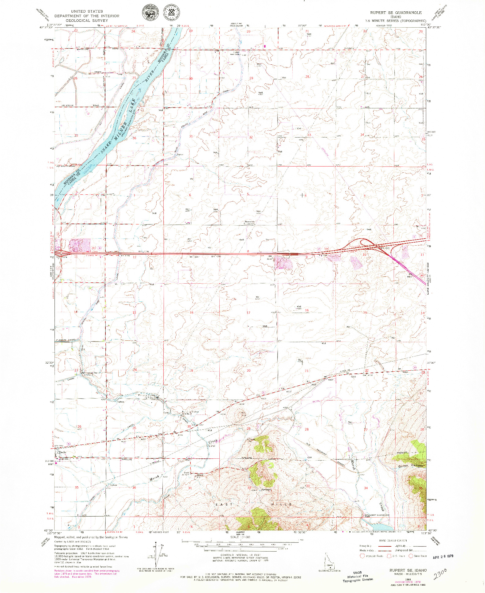 USGS 1:24000-SCALE QUADRANGLE FOR RUPERT SE, ID 1964