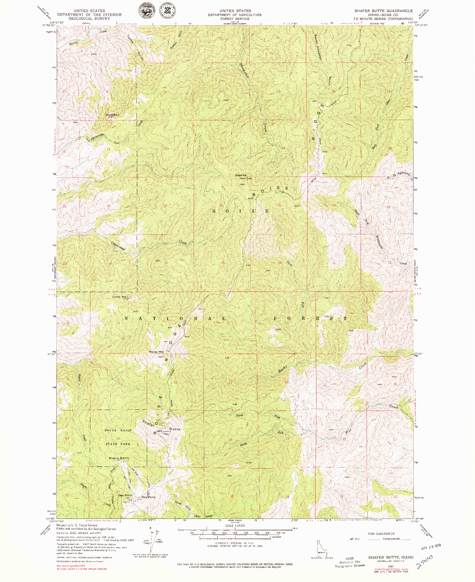 USGS 1:24000-SCALE QUADRANGLE FOR SHAFER BUTTE, ID 1957