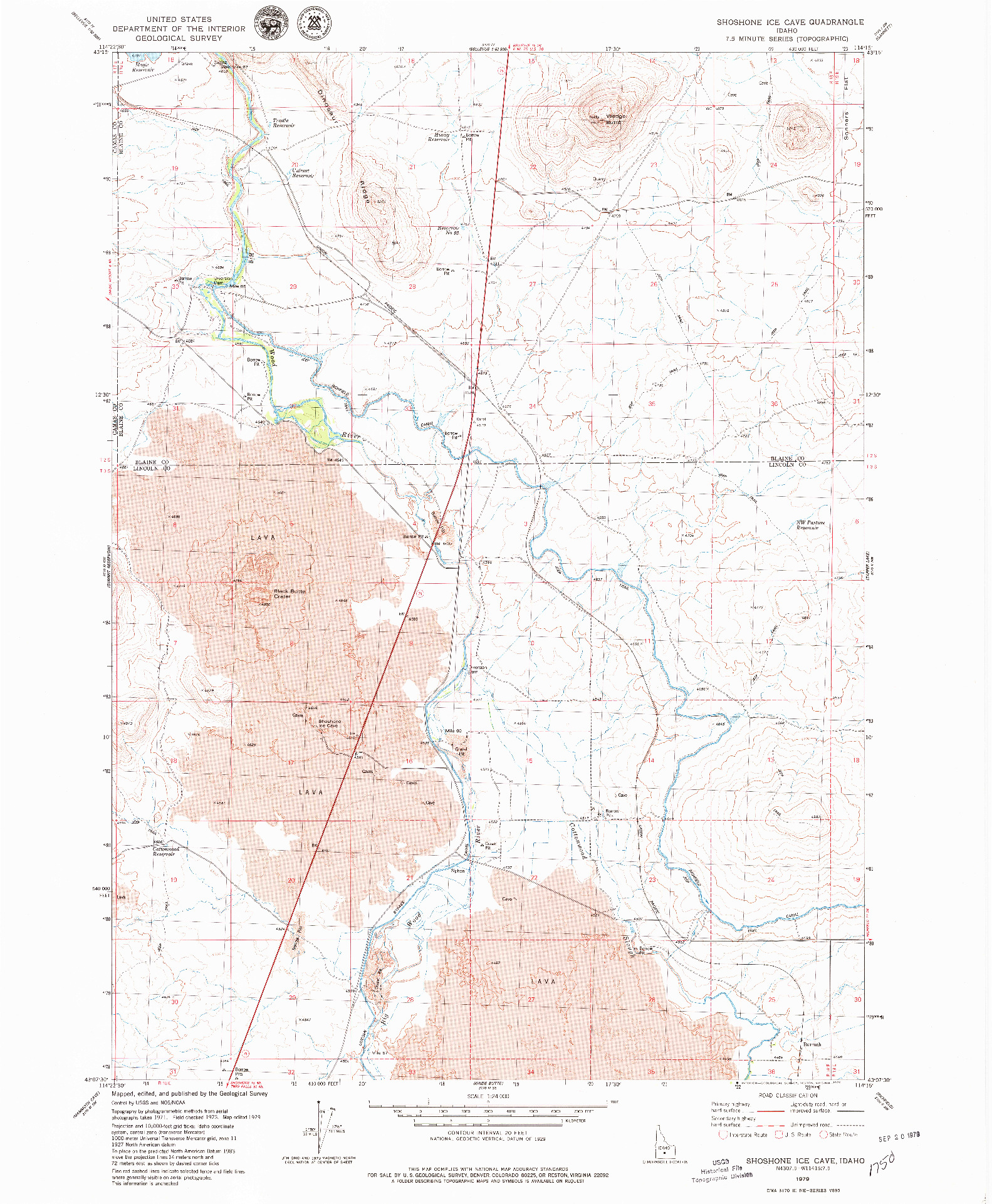 USGS 1:24000-SCALE QUADRANGLE FOR SHOSHONE ICE CAVE, ID 1979