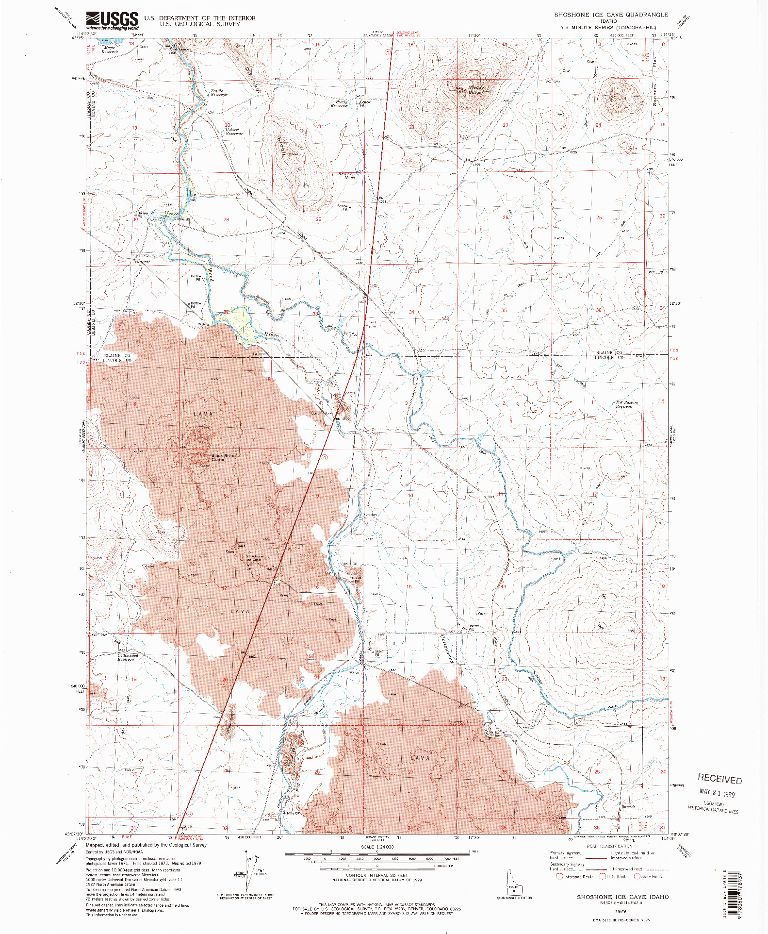 USGS 1:24000-SCALE QUADRANGLE FOR SHOSHONE ICE CAVE, ID 1979