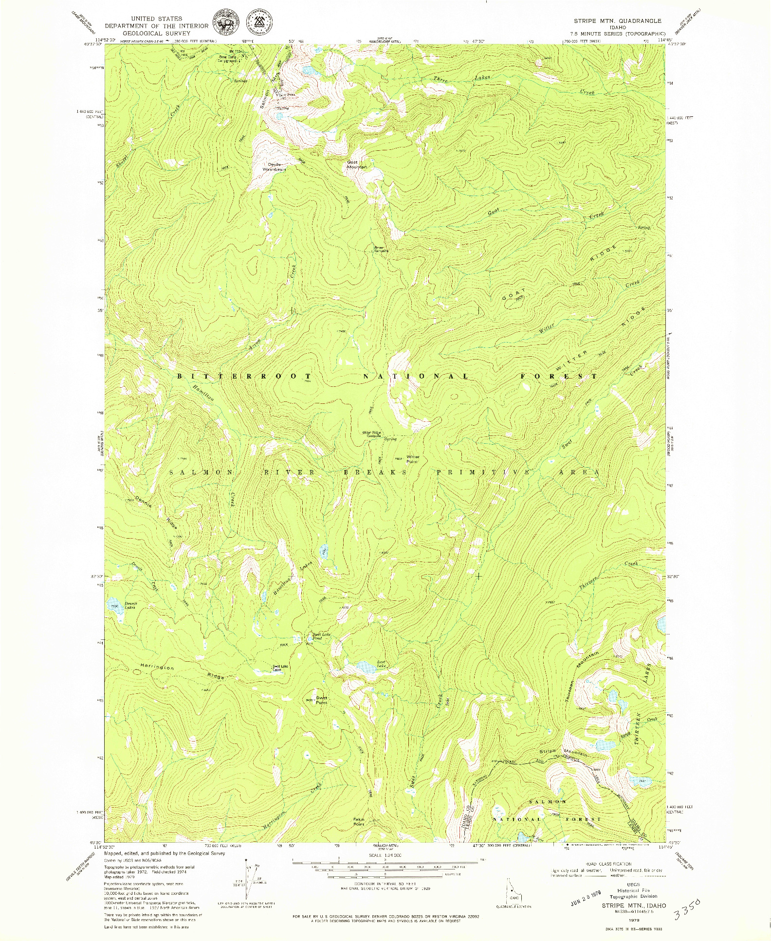 USGS 1:24000-SCALE QUADRANGLE FOR STRIPE MTN, ID 1979