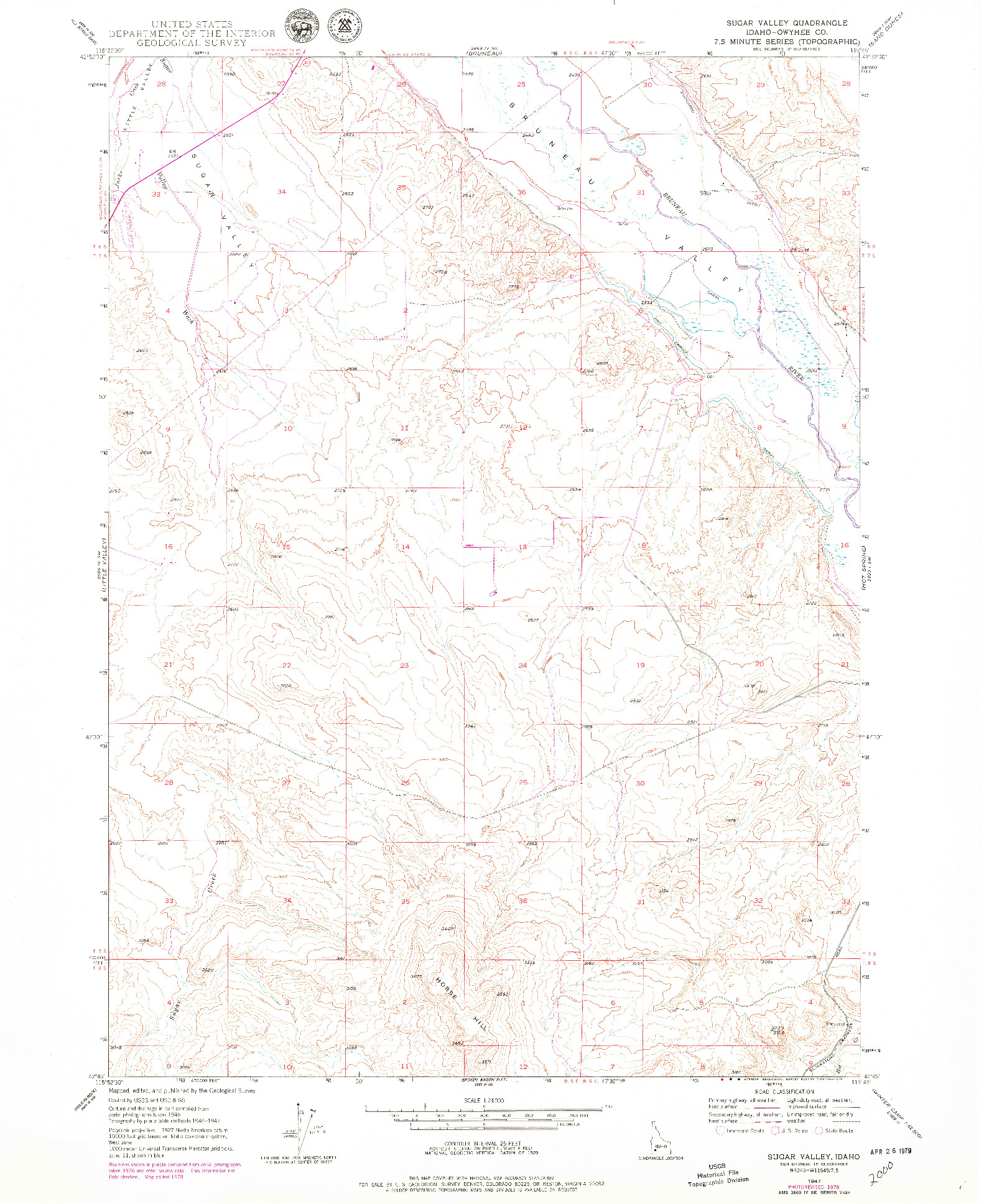 USGS 1:24000-SCALE QUADRANGLE FOR SUGAR VALLEY, ID 1947