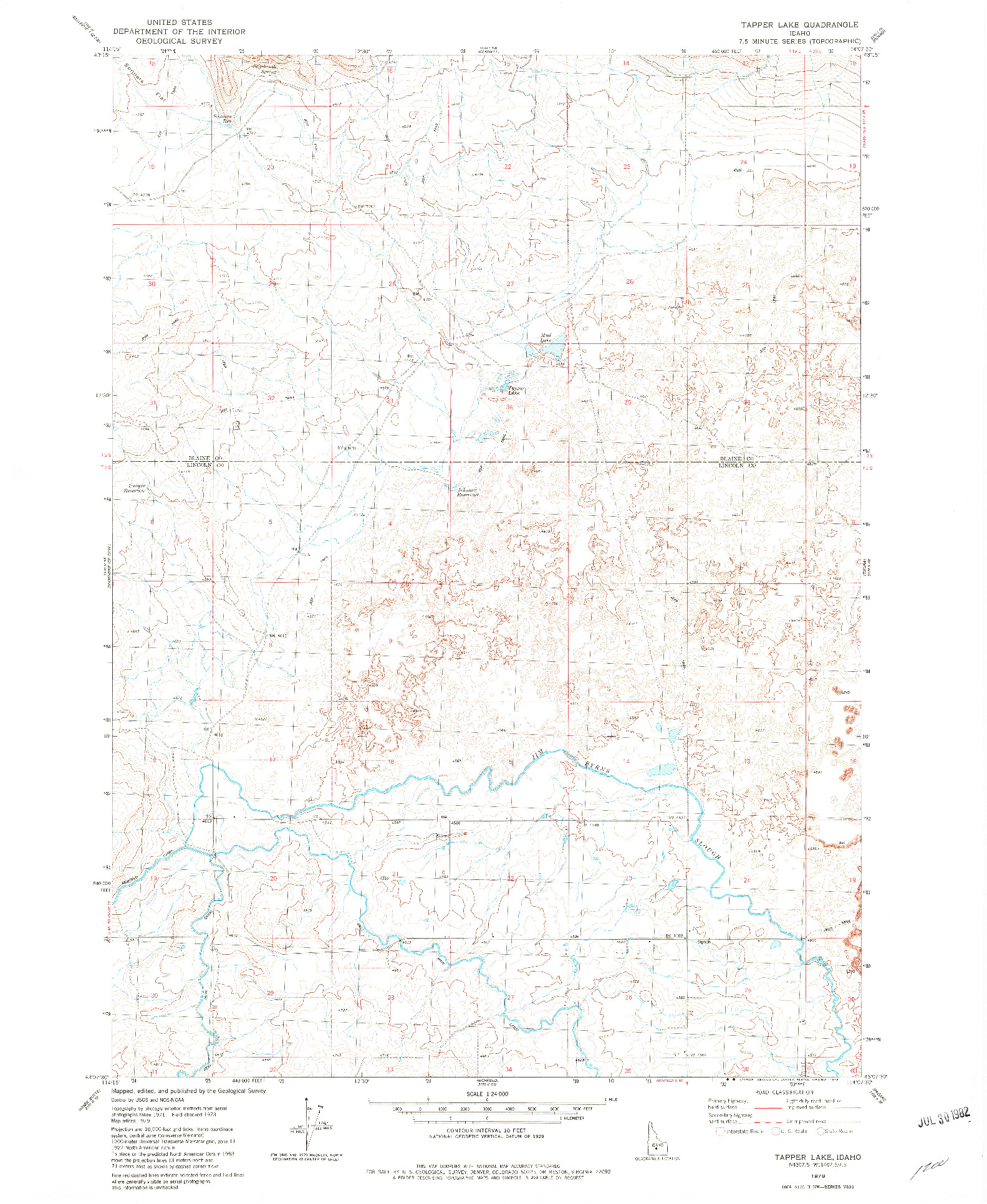 USGS 1:24000-SCALE QUADRANGLE FOR TAPPER LAKE, ID 1979